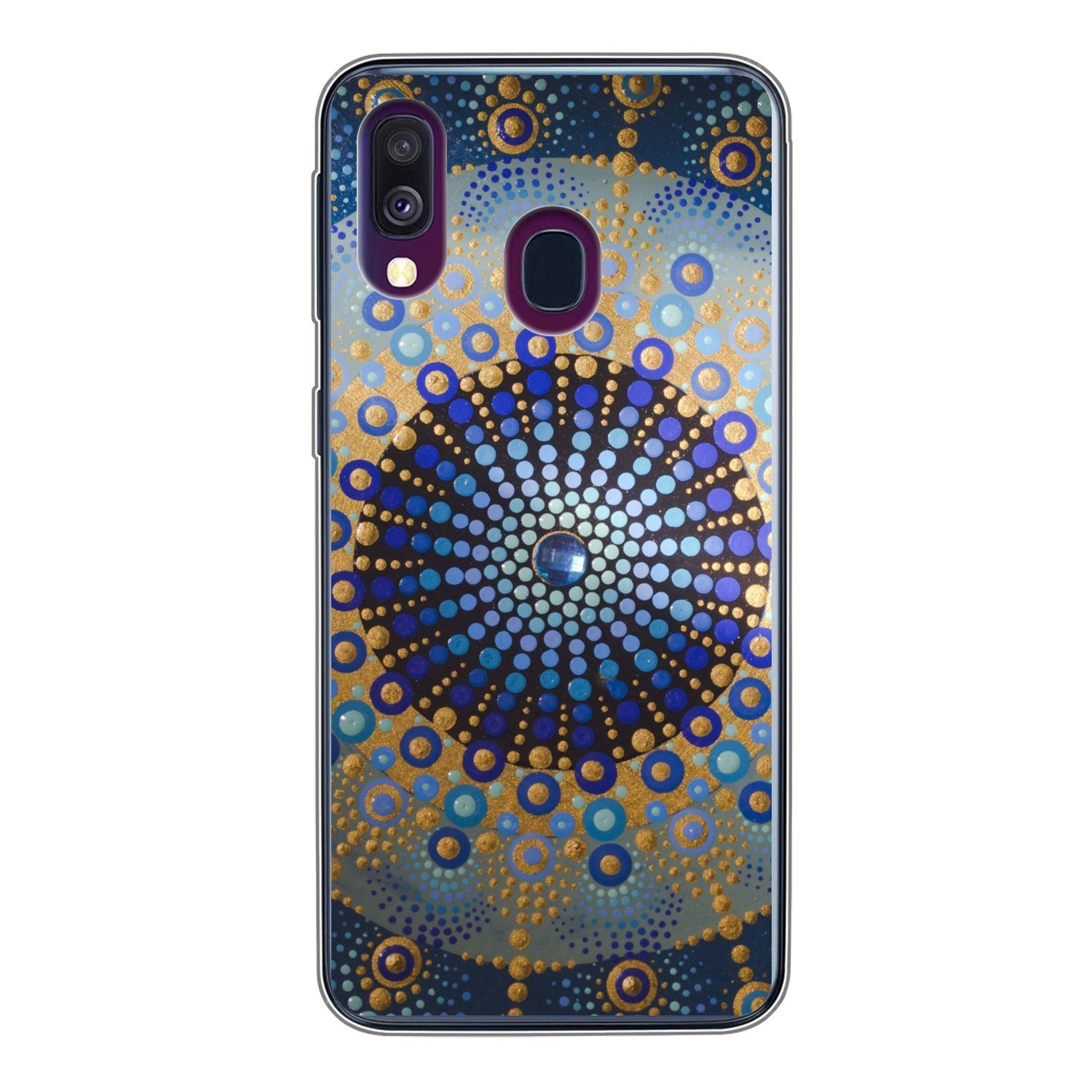 Handyhülle für Samsung Galaxy A40 Kreis - Mandala - Blau - Gelb