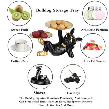 HYTIREBY Tierfigur Französische Bulldogge Tablett Deko, Hund Skulptur, (1 St), Geschenk für Wohnzimmer, Eingangsbereich, Büro, Schreibtischdekoration