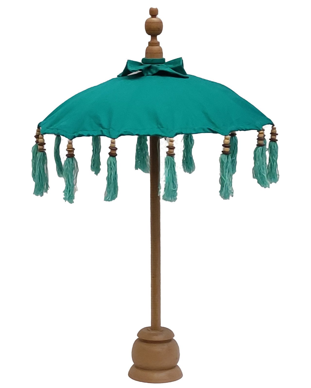 Van der Leeden Dekoobjekt Balischirm Klein Mini 75 cm Hoch Dekoschirm Türkis Naturprodukt (Stück, 1 St., Packung), Bali Schirm, 75 cm hoch, Tischschirm, Handarbeit