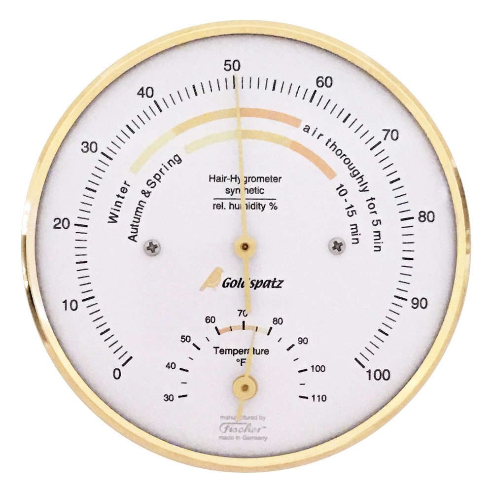 Wetterstation Goldspatz Wohnklima-Hygrometer mit Thermometer, 103 mm