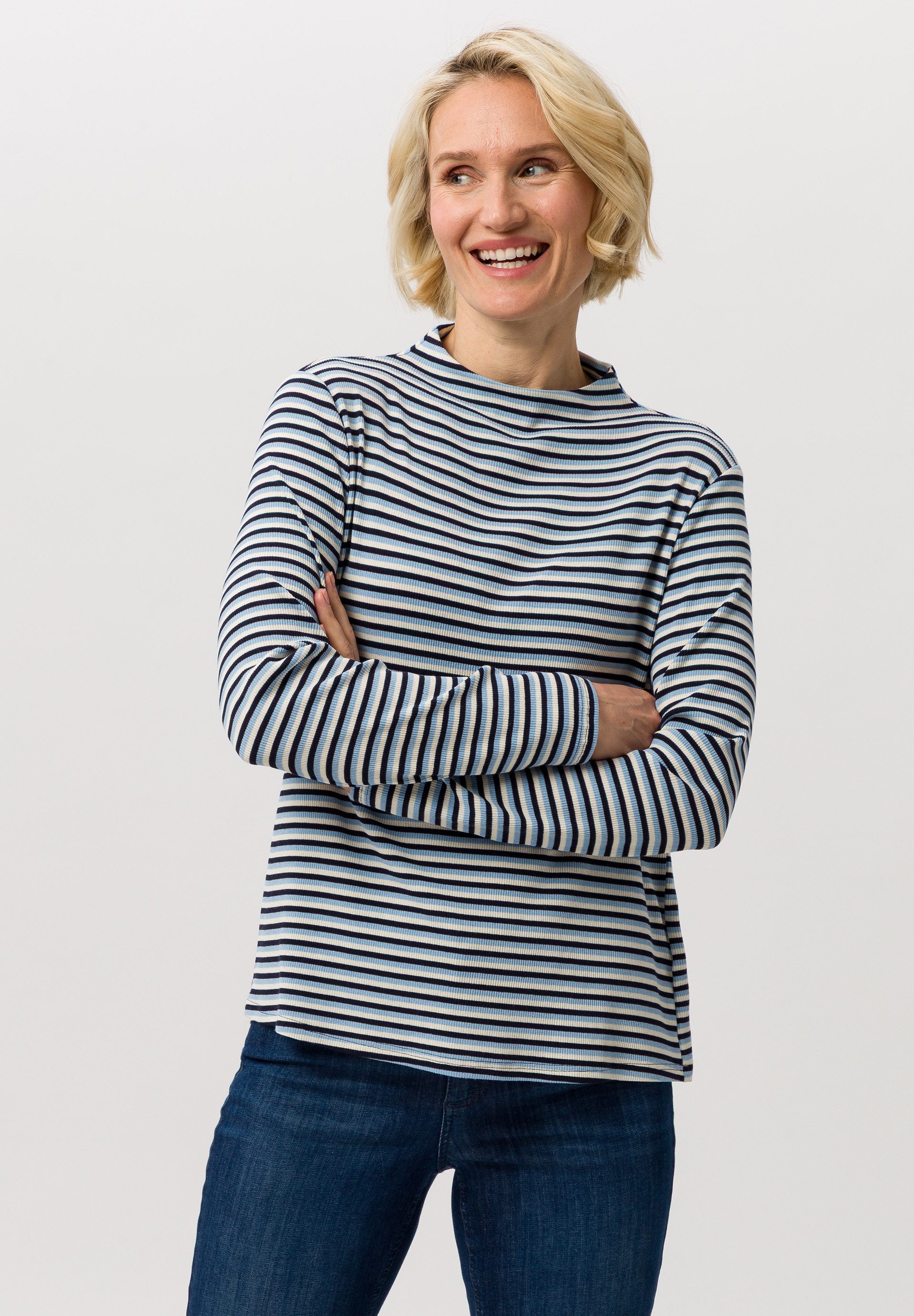 FRANK WALDER Langarmshirt in Rippenoptik günstig online kaufen