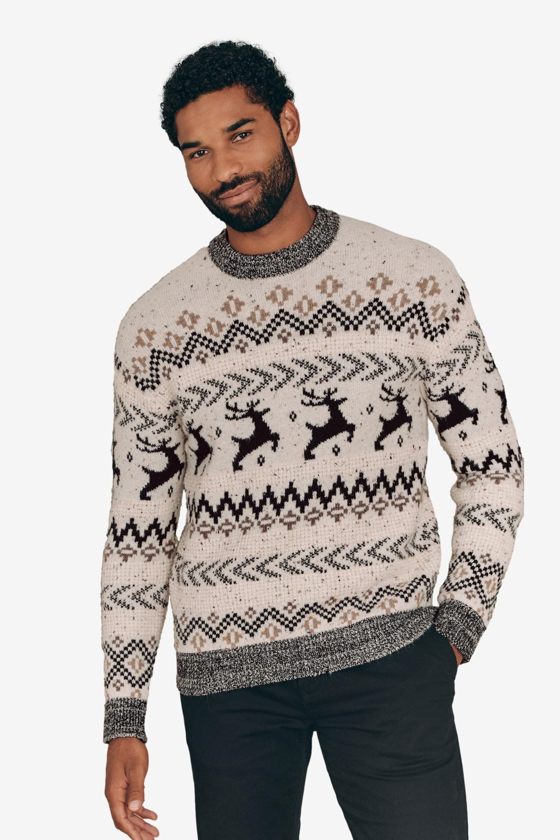 Rundhalspullover Regular Fit Weihnachts-Rundhalspullover