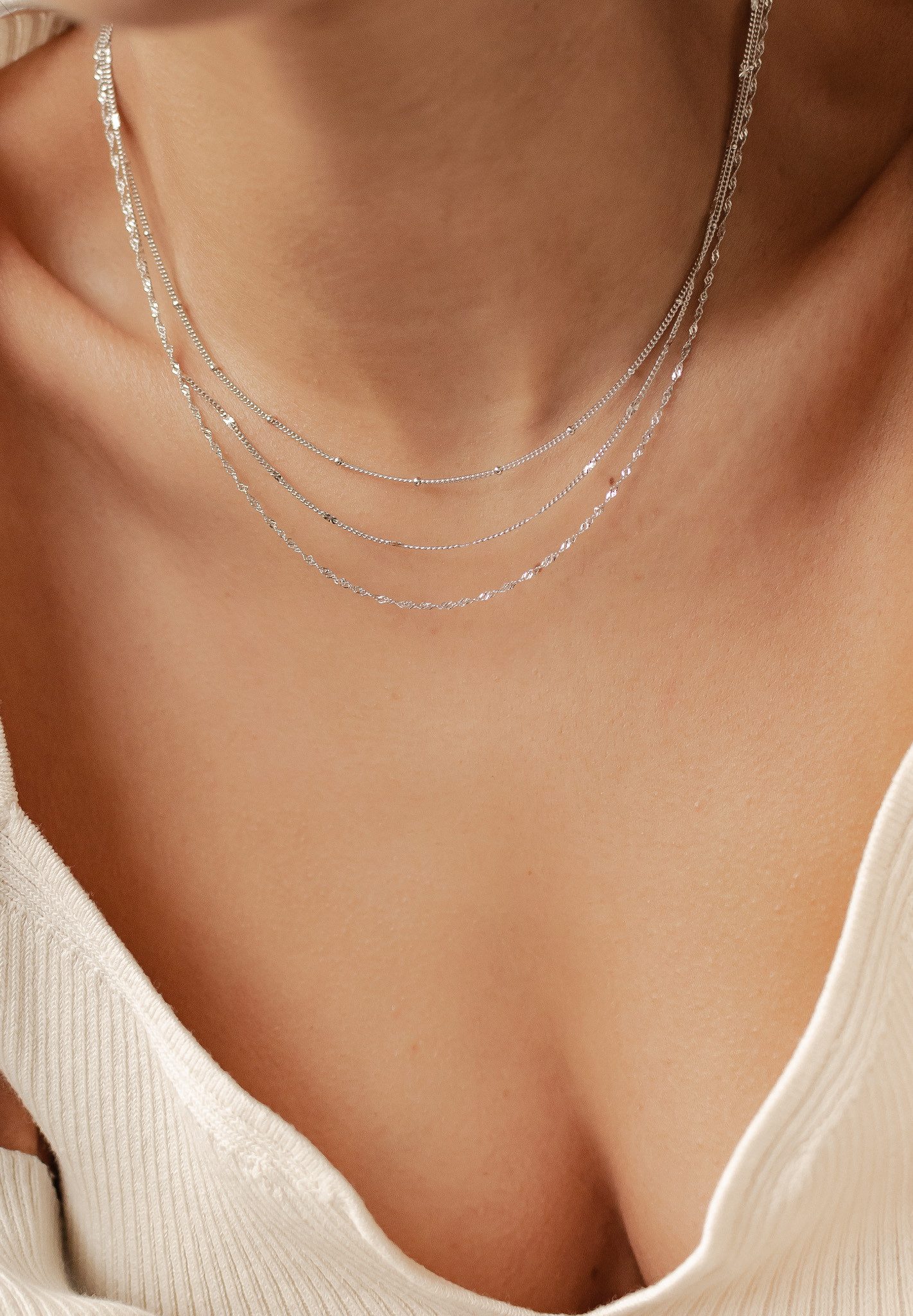 Hey Happiness Ketten-Set 3er Layer Silber günstig online kaufen