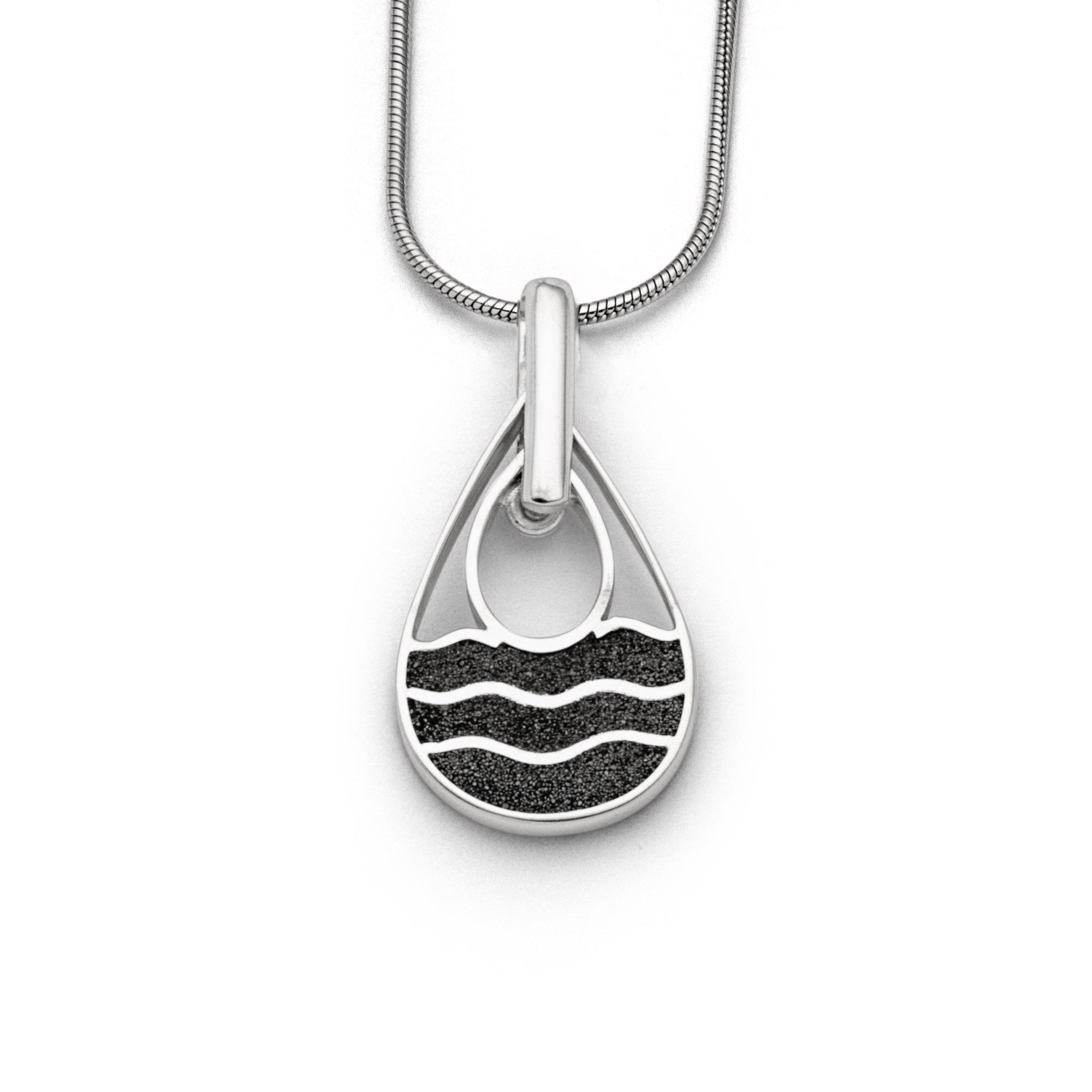 DUR Kettenanhänger Strandwellen P4093 925 Silber Lavasand Tropfen 30 mm