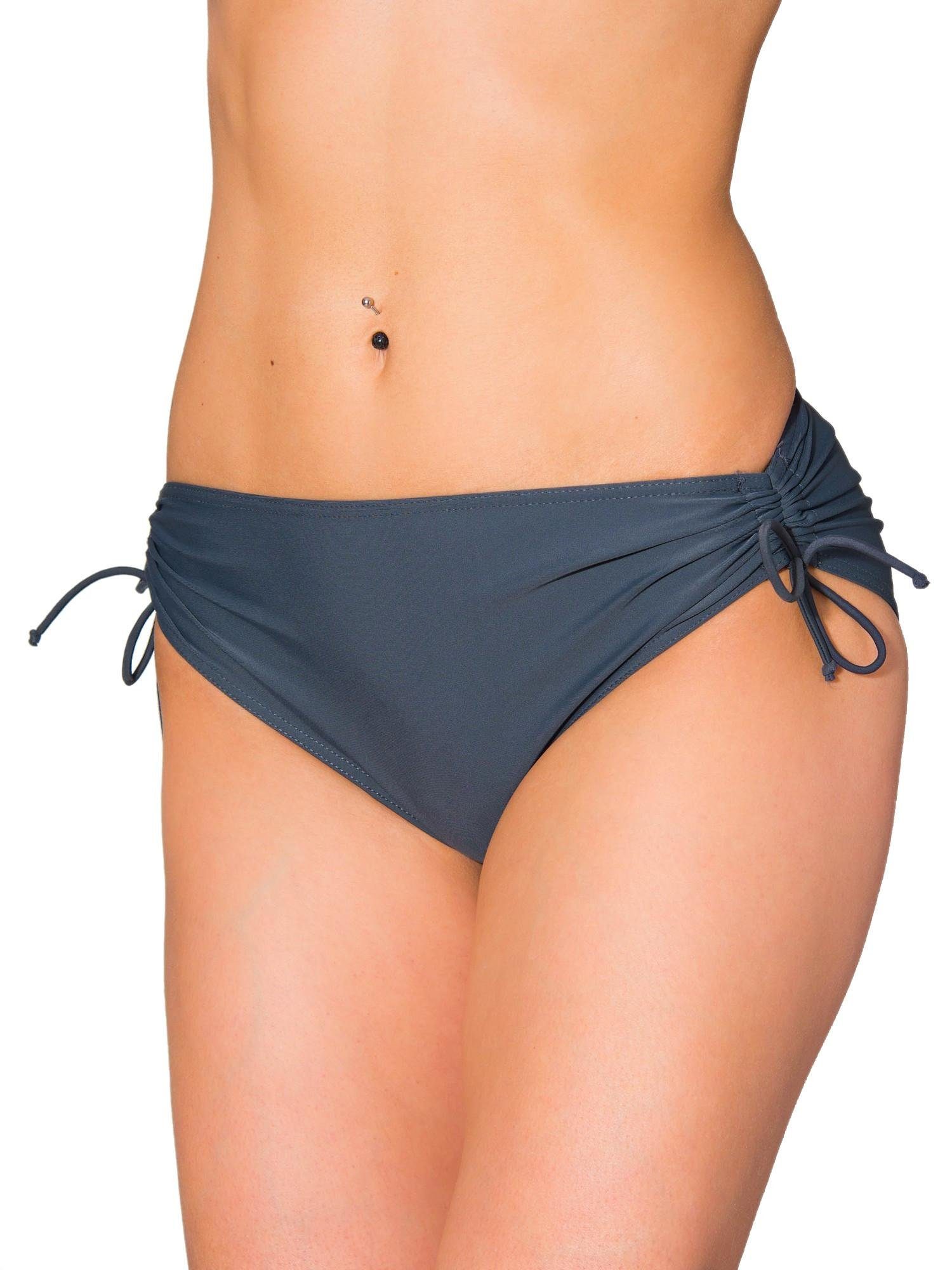 Aquarti Bikini-Hose Aquarti Damen Bikinihose mit Raffung und Schnüren Graphit