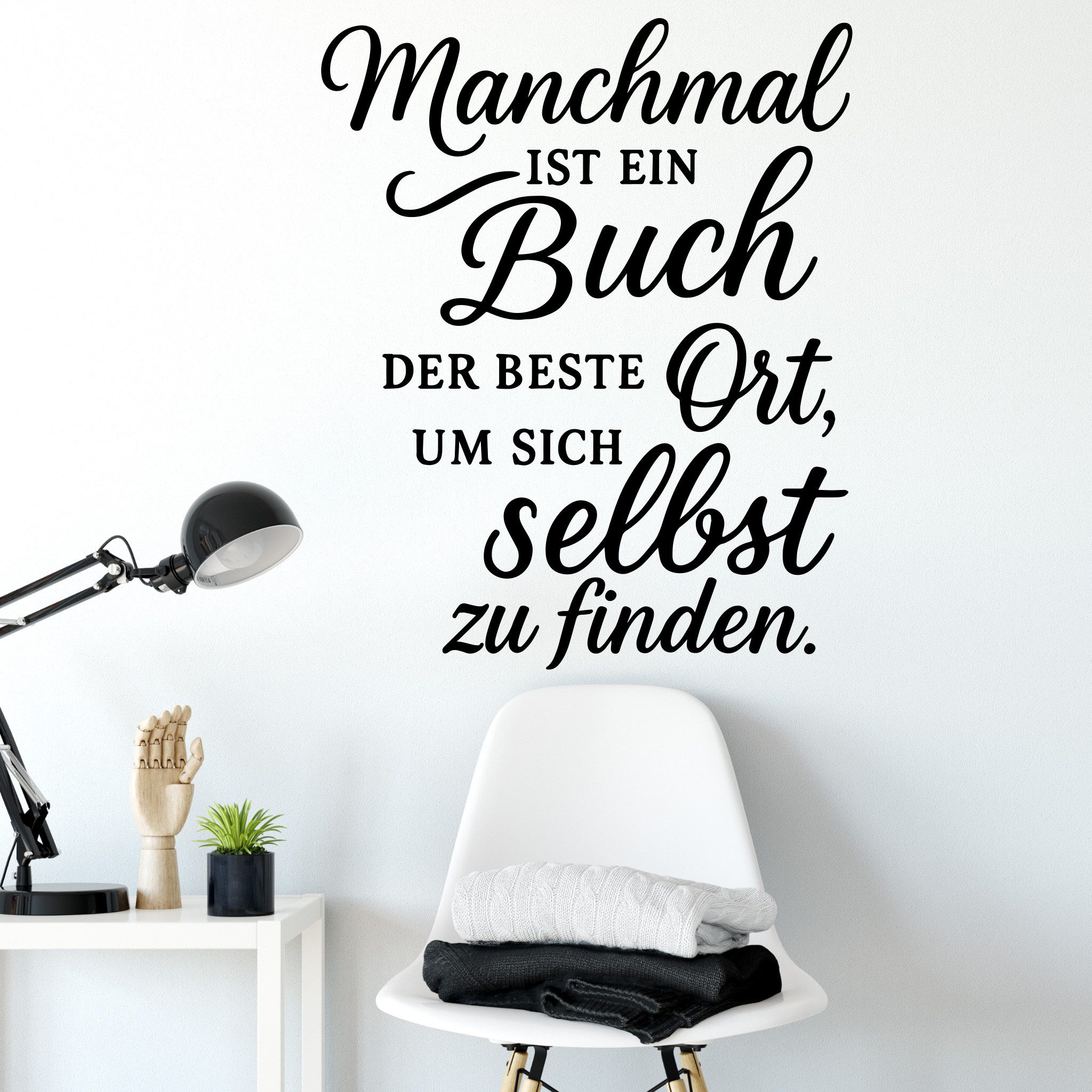 Sunnywall Wandtattoo Manchmal ist ein Buch der beste Ort – Spruch für Bücherfans, selbstklebend, konturgeschnitten