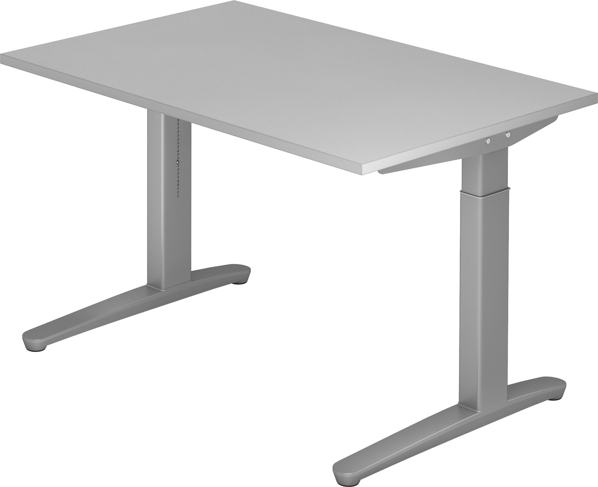 bümö Schreibtisch Schreibtisch Serie-XB, Rechteck: 120 x 80 cm - Dekor: Grau - Gestell: Silber