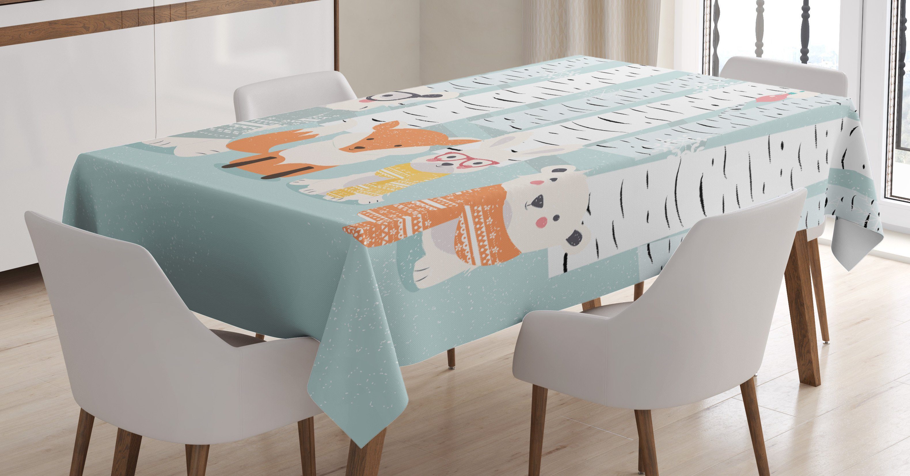 Für im Bereich Farbfest Wilden geeignet Tischdecke holzig Außen Klare den Winter-Thema Abakuhaus Farben, Waschbar