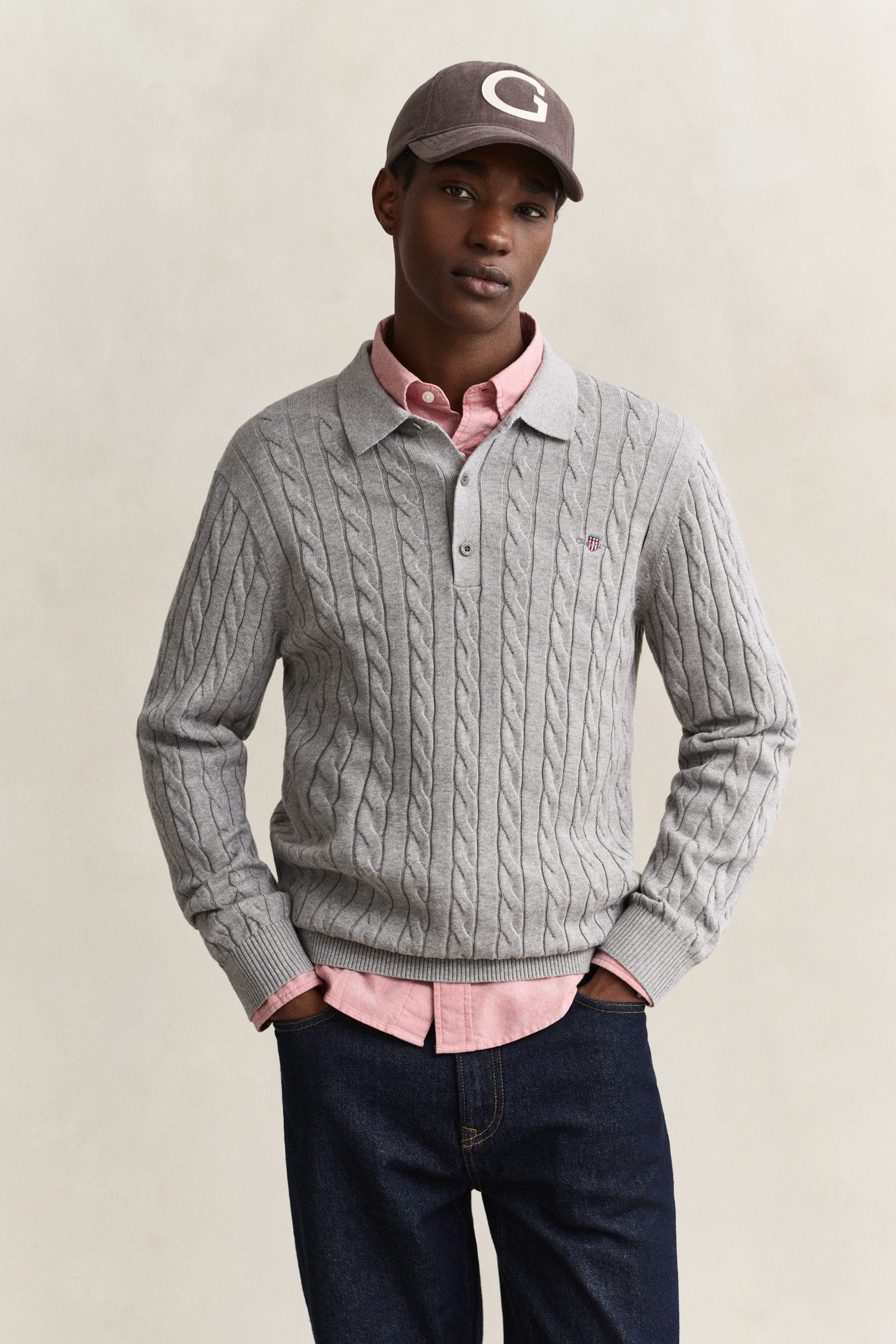 Gant Polokragenpullover COTTON CABLE POLO Regular fit mit Polokragen