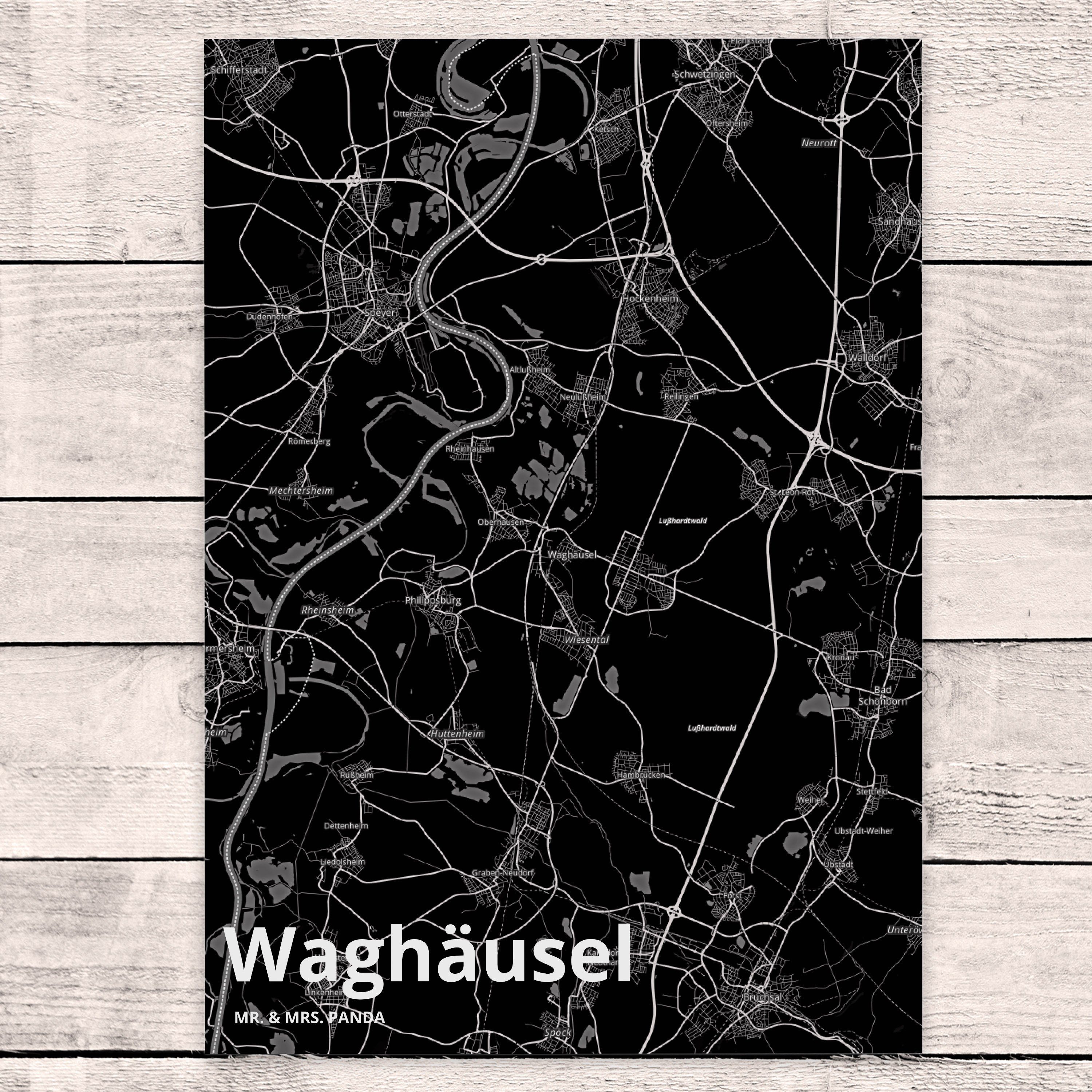Mrs. Postkarte Dorf - Landkart Mr. Waghäusel & Karte Einladungskarte, Stadt Geschenk, Ort, Panda