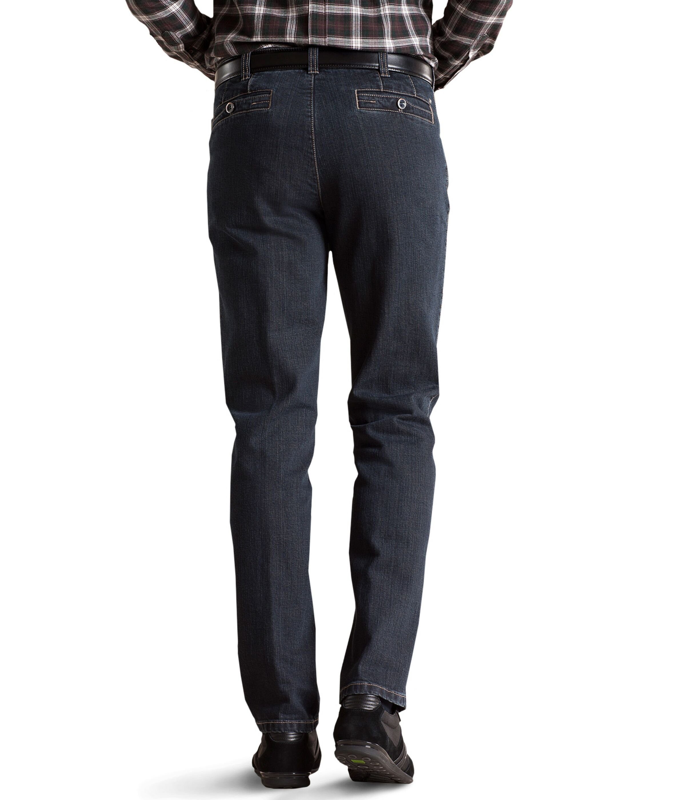 MEYER Regular-fit-Jeans (Blue-brown Diego Blau Stretch-Dehnbund 44) mit