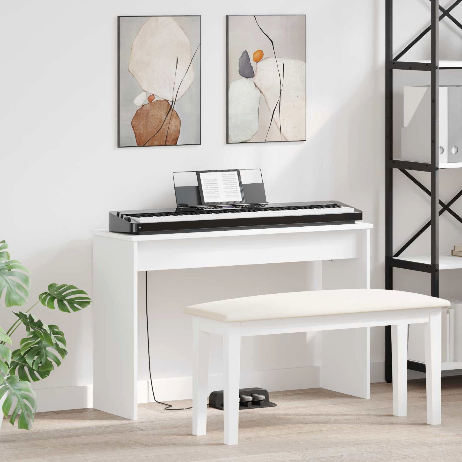 furnicato Schreibtisch Moderner weißer Keyboardständer aus Holzwerkstoff 100 x 32 x 64 cm (1-St), Stabiler Klavierständer mit 20 kg Belastbarkeit für das Musikzimmer