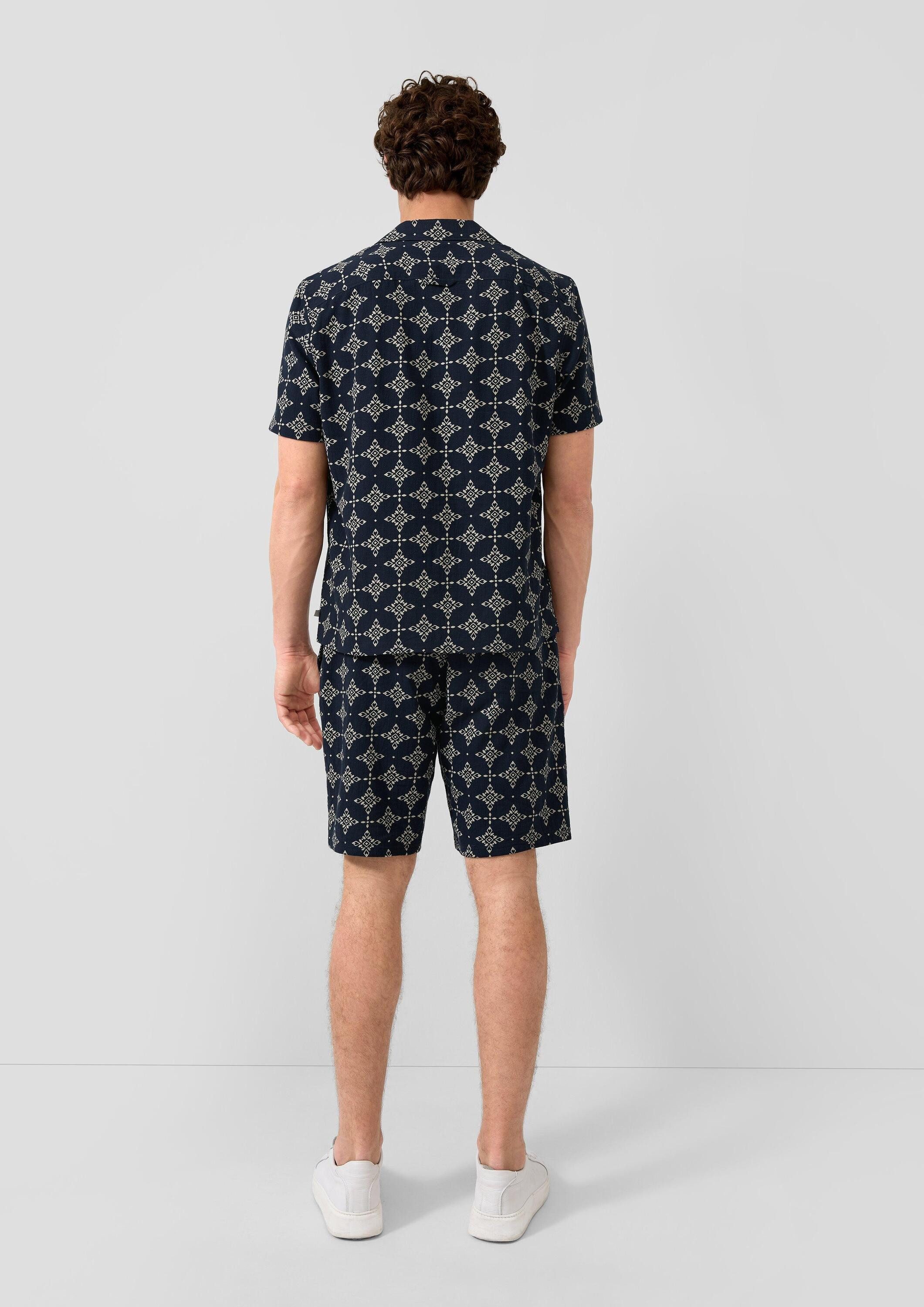 s.Oliver Kurzarmhemd Hemd Resort Fit: Strukturiertes Baumwollhemd mit All-over-Print