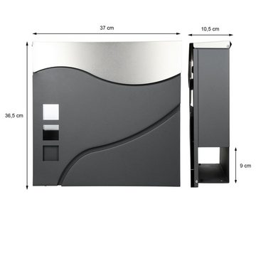 ECD Germany Standbriefkasten Briefkastenanlage Briefkastenständer Postkasten Briefkastenstandfuß, Pfosten Anthrazit 120cm Postkasten Anthrazit/Silber 37x10,5x36,5cm