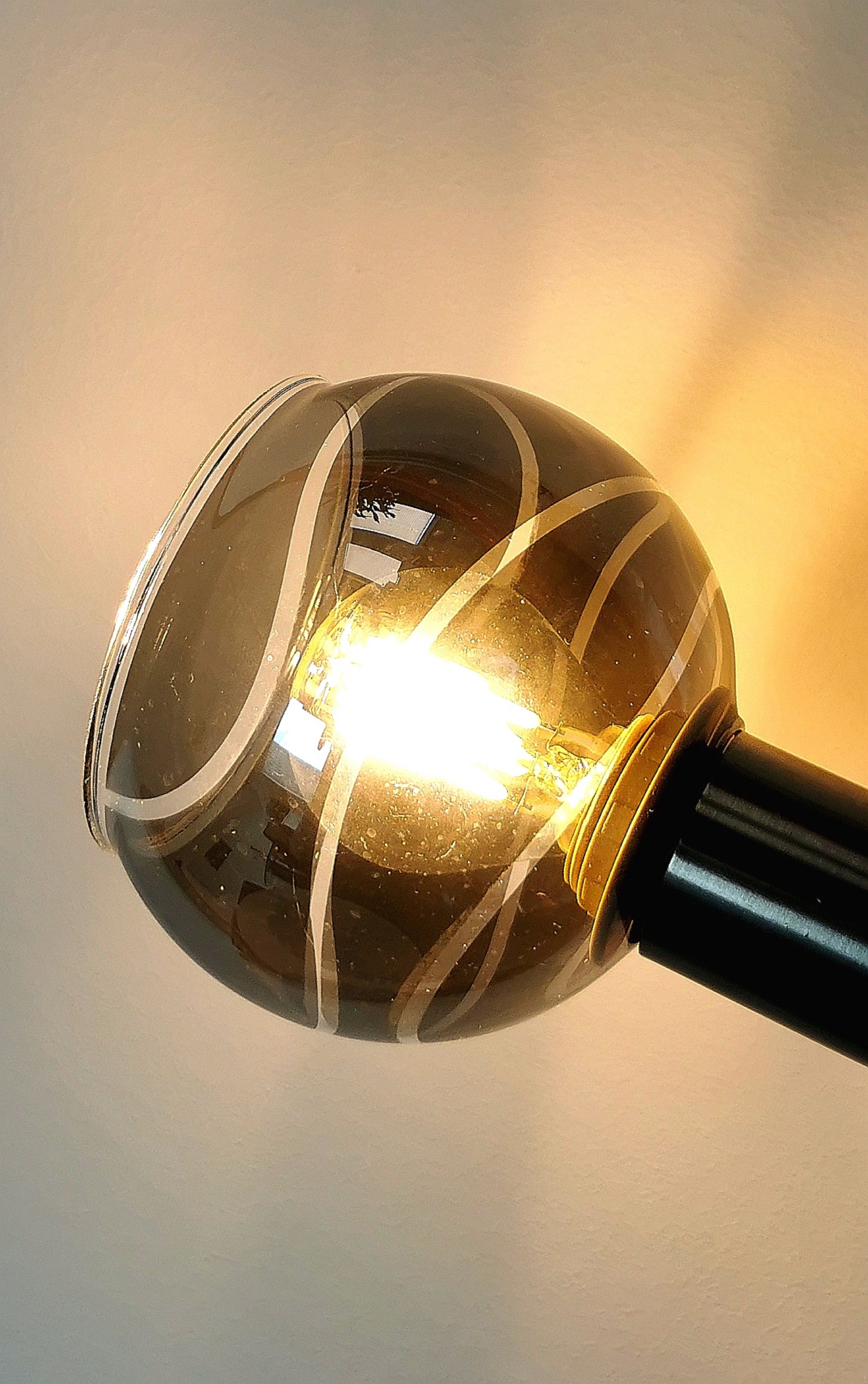mit Deckenleuchte, Edelstahl-Optik-Schwarz Design Deckenlampe 3-Stufen TRANGO LED in Glaslampenschirmen, *WOW* 3000K Deckenleuchte rauchigen Dimmfunktion, 5x inkl. warmweiß 1010-58SD I LED Spots Lampe, 5-flammig LED Leuchtmittel Wohnzimmer Edelstahl-Optik dimmbar Deckenstrahler,