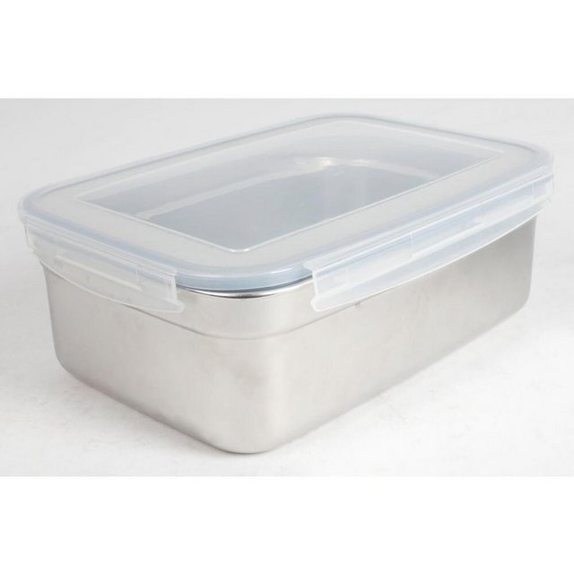 BURI Vorratsdose “Lunchbox Edelstahl Klickverschlussdeckel 2,8 L Dosen Behälter Frühstück Speisen”, Edelstahl
