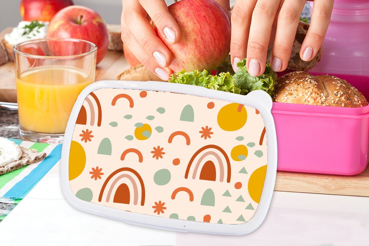 - Brotdose für rosa Erwachsene, - Pastell, Lunchbox Mädchen, Brotbox Muster Kunststoff Kinder, MuchoWow Wetter (2-tlg), Kunststoff, Snackbox,