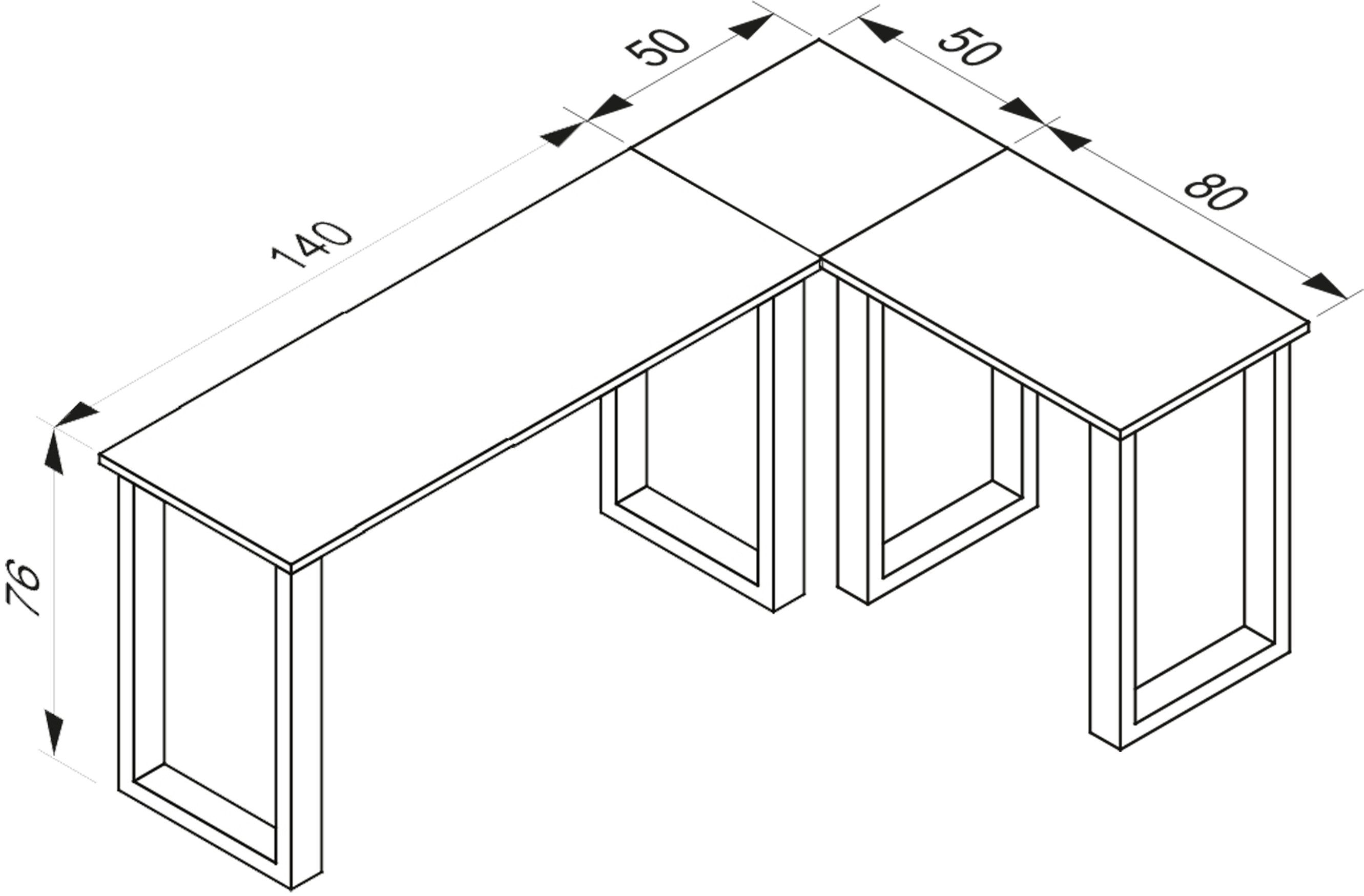 VCM Schreibtisch Bürotisch Eckschreibtisch Lona H. 76 x B. 190 x T., VCM Holz Schreibtisch, L Form links oder rechts