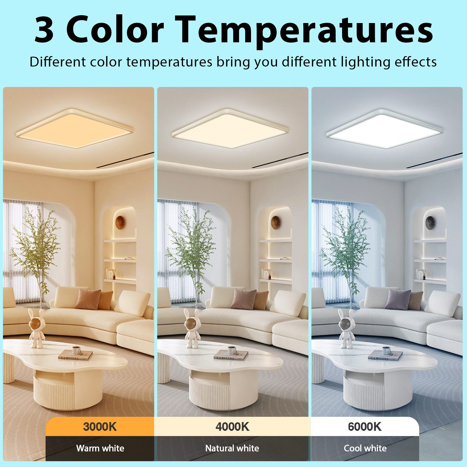 POPOLIC LED Deckenleuchte Deckenlampe, 24W 3200LM 30cm Dimmbar mit Fernbedi günstig online kaufen