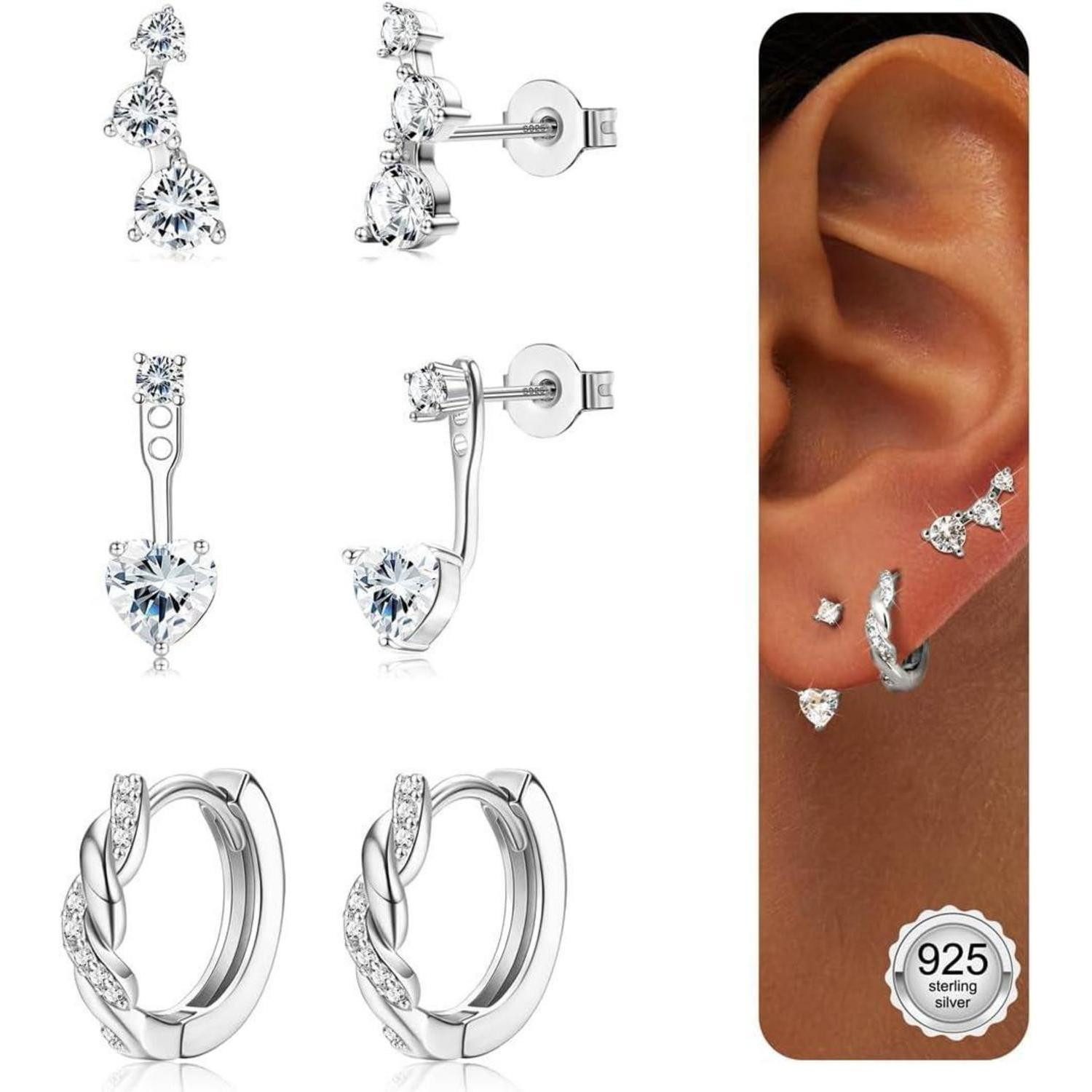 Ohrring-Set Ohrringe Set Silber/Gold 3 Paar Damen