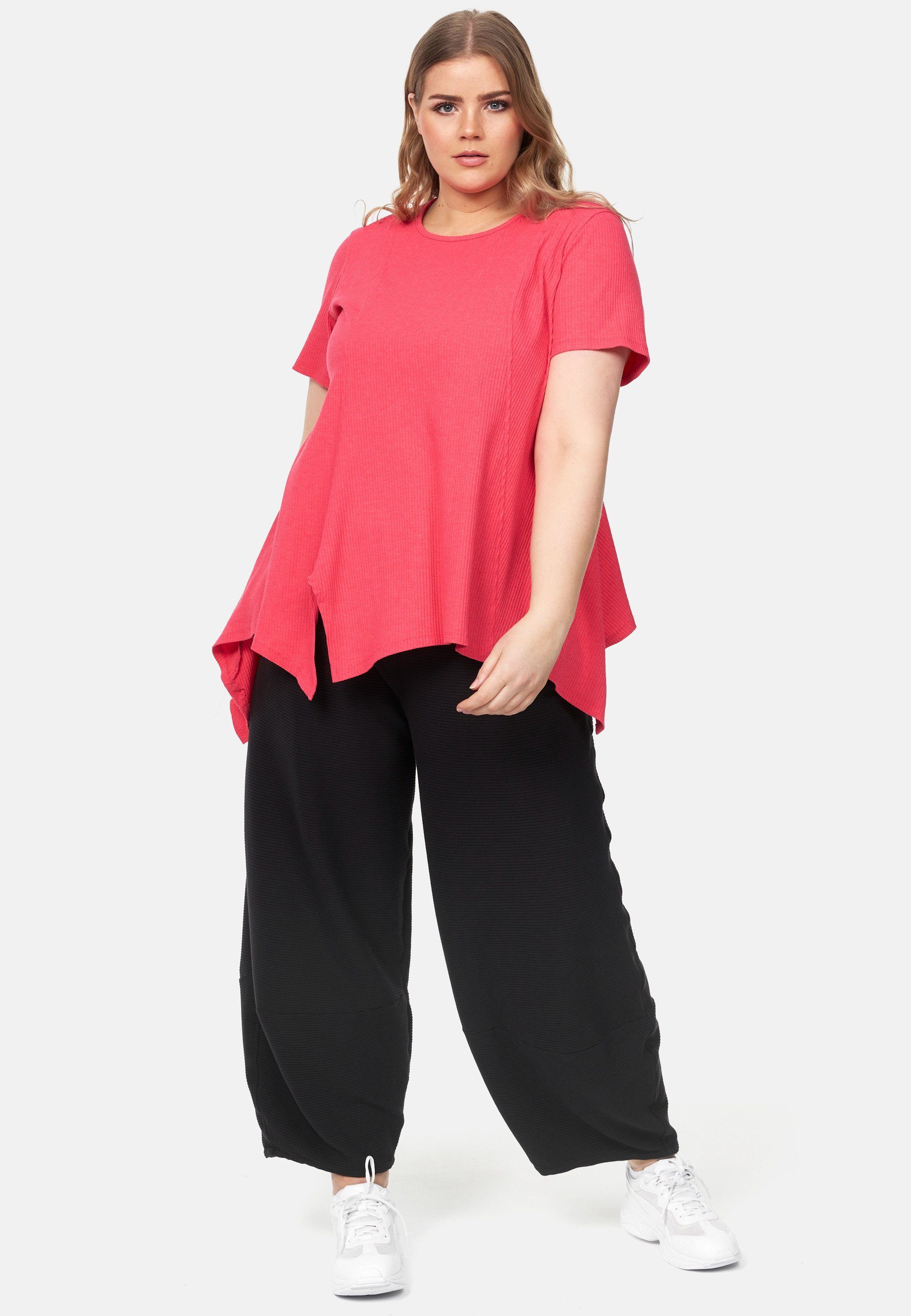 A-Linie Kekoo Tunika Saum 'Adele' Shirt Tunikashirt asymmetrischem Pink mit