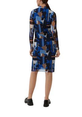 s.Oliver BLACK LABEL Minikleid Mesh-Kleid mit Allover-Print Raffung
