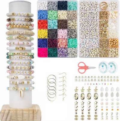 autolock Ketten und Armband Set Perlen zum Auffädeln, 7200+ Stück Set, 6mm Clay Perlen