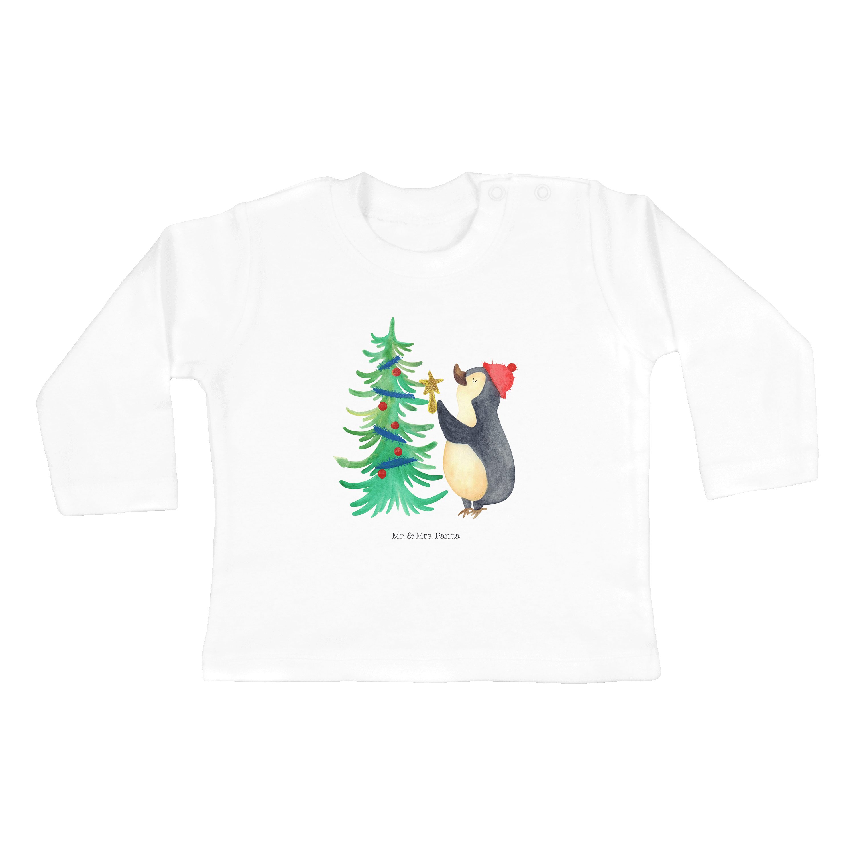 Mr. & Mrs. Panda Strampler Pinguin Weihnachtsbaum - Weiß - Geschenk, Winter, Weihnachtsdeko, Kle (1-tlg)