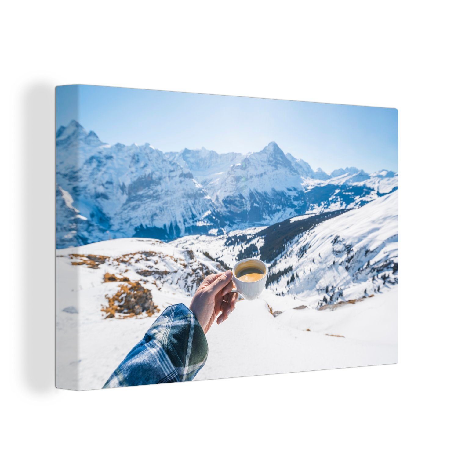 (1 cm Wanddeko, OneMillionCanvasses® der Aufhängefertig, Schweiz, Wandbild in der Leinwandbilder, 30x20 Leinwandbild Kaffee St), Winterlandschaft