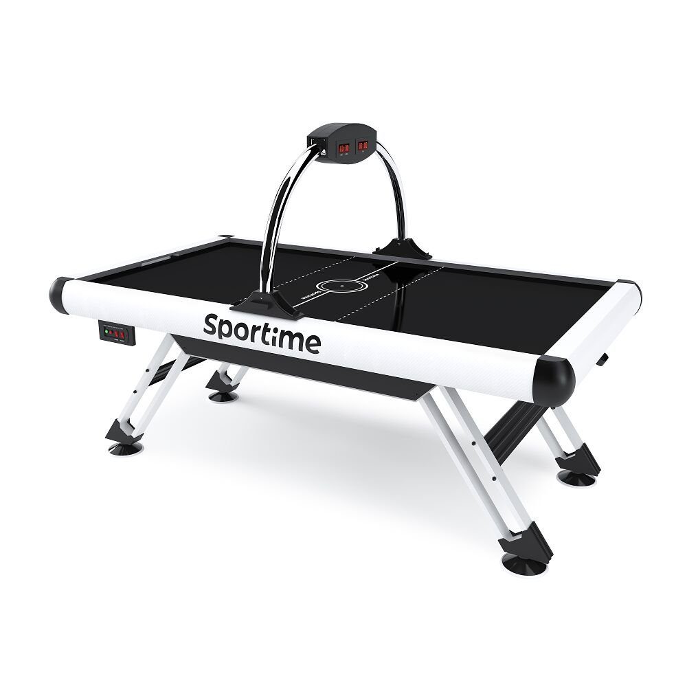 Sportime Air-Hockeytisch 7ft Airhockey-Tisch Black Hawk, Overhead-Zählwerk inkl. Soundausgaben und Spielzeitanzeige