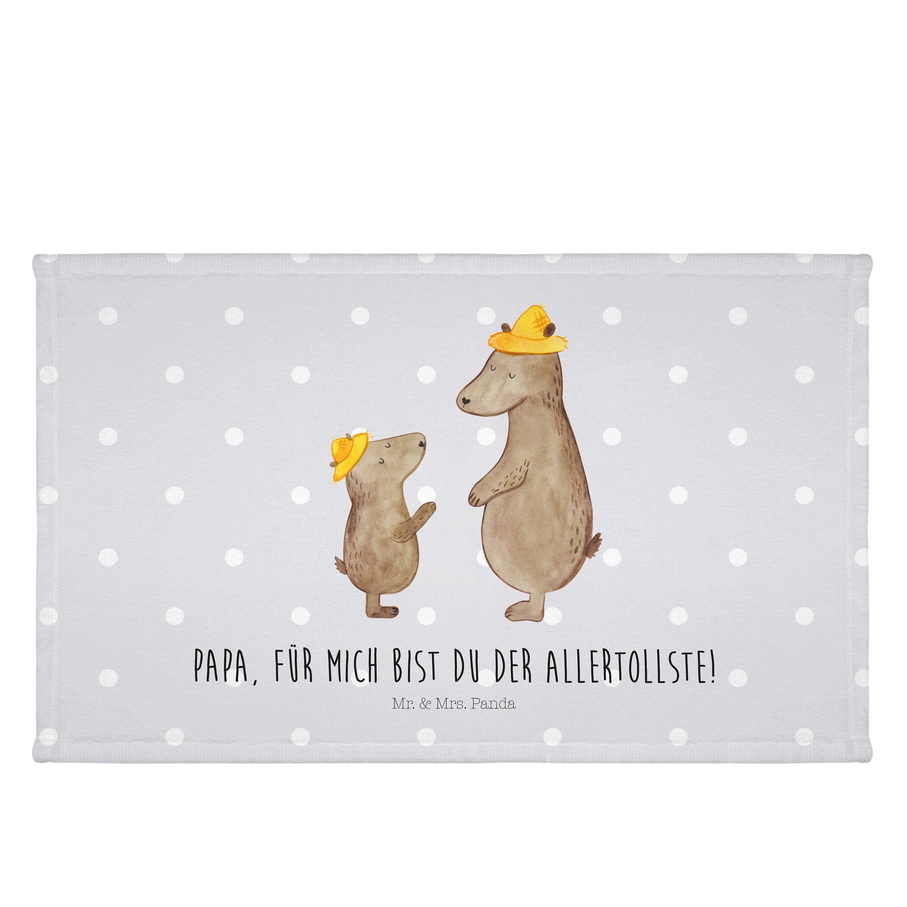 Mr. & Mrs. Panda Handtuch Bären mit Hut - Grau Pastell - Geschenk, Sport Handtuch, Kinder Handt, (1-St)