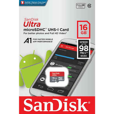 Sandisk SANDISK Ultra® 16GB Micro SD Speicherkarte SDHC UHS-I Class 10 80MB/s Micro SD-Karte