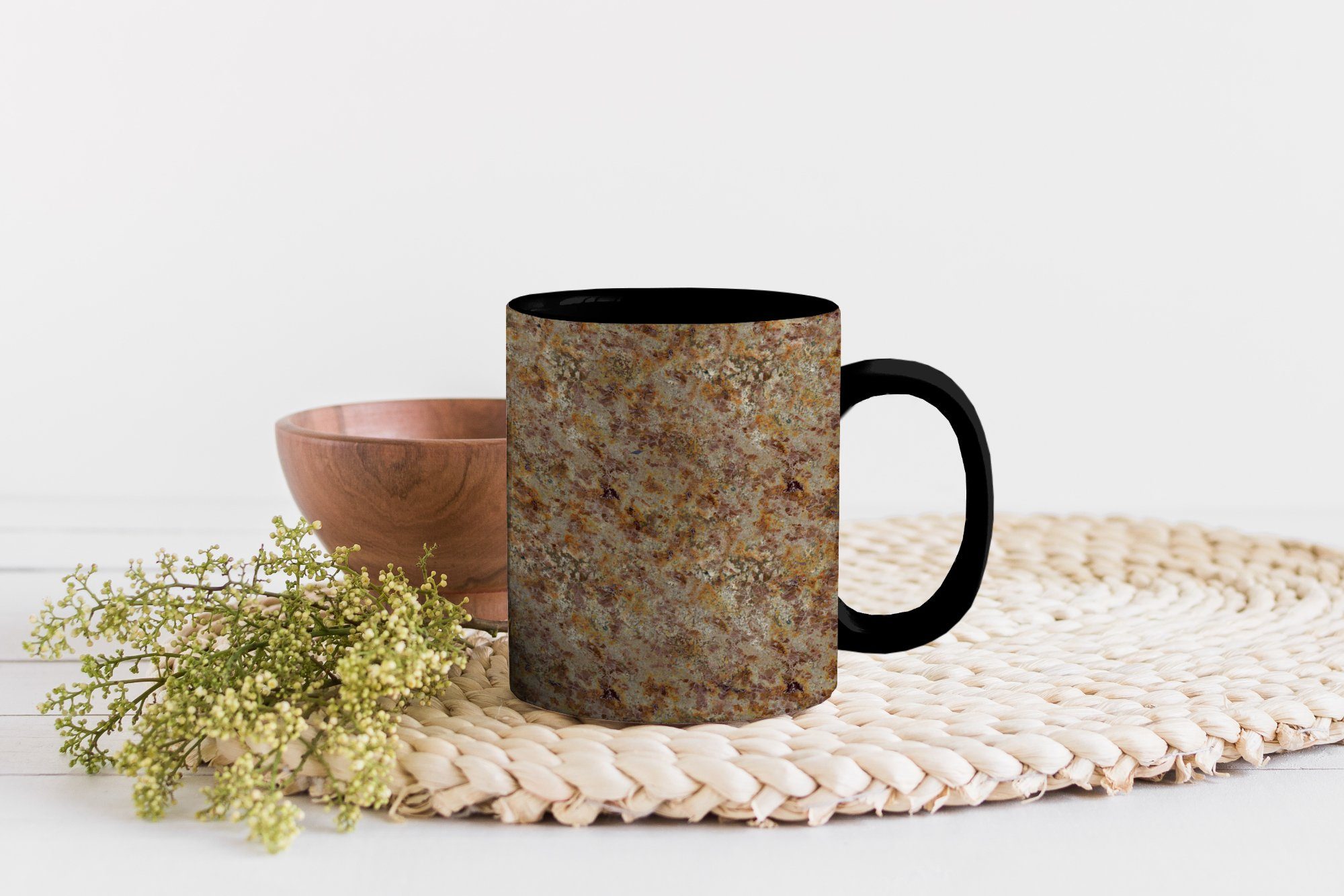 MuchoWow Tasse Granit - Gold - Antik - Muster, Zaubertasse, Geschenk Teetasse, Keramik, Kaffeetassen, Farbwechsel