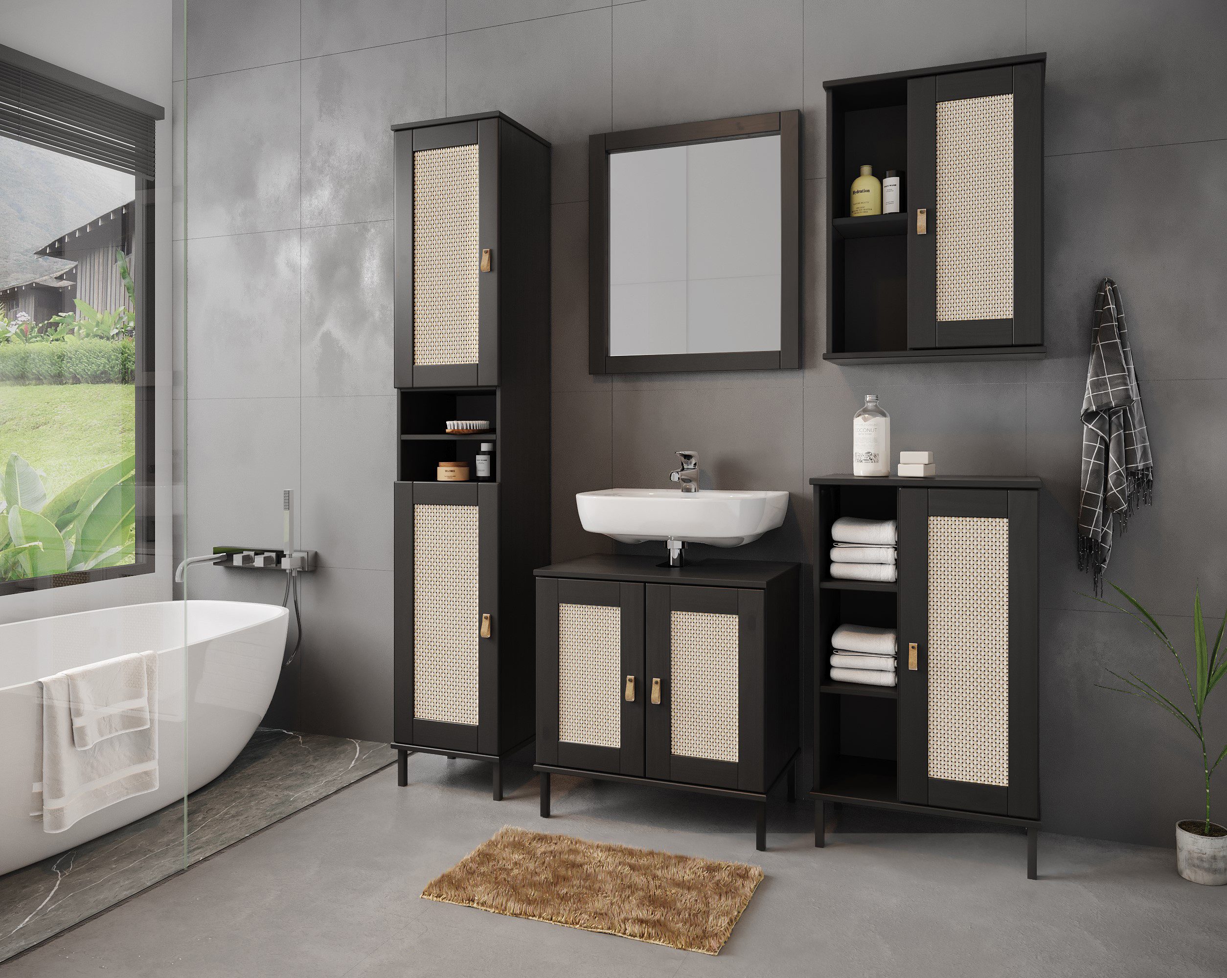 Woodroom Badmöbel-Set Valencia, (5-St), Kiefer massiv günstig online kaufen