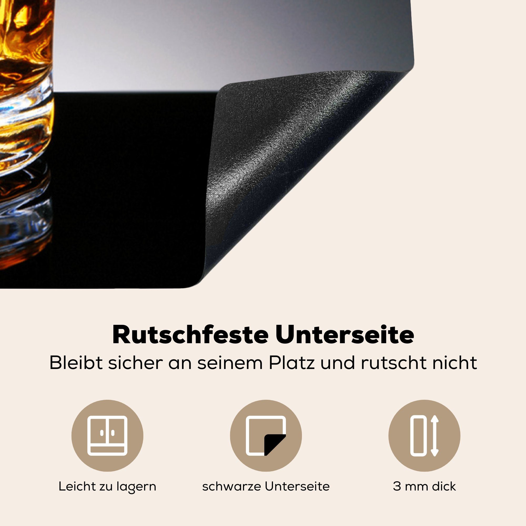 MuchoWow - Vinyl, - Glas, tlg), Ceranfeldabdeckung, Induktionsschutz 83x51 küche Herdblende-/Abdeckplatte Zigarre cm, Whiskey Arbeitsplatte (1 - für