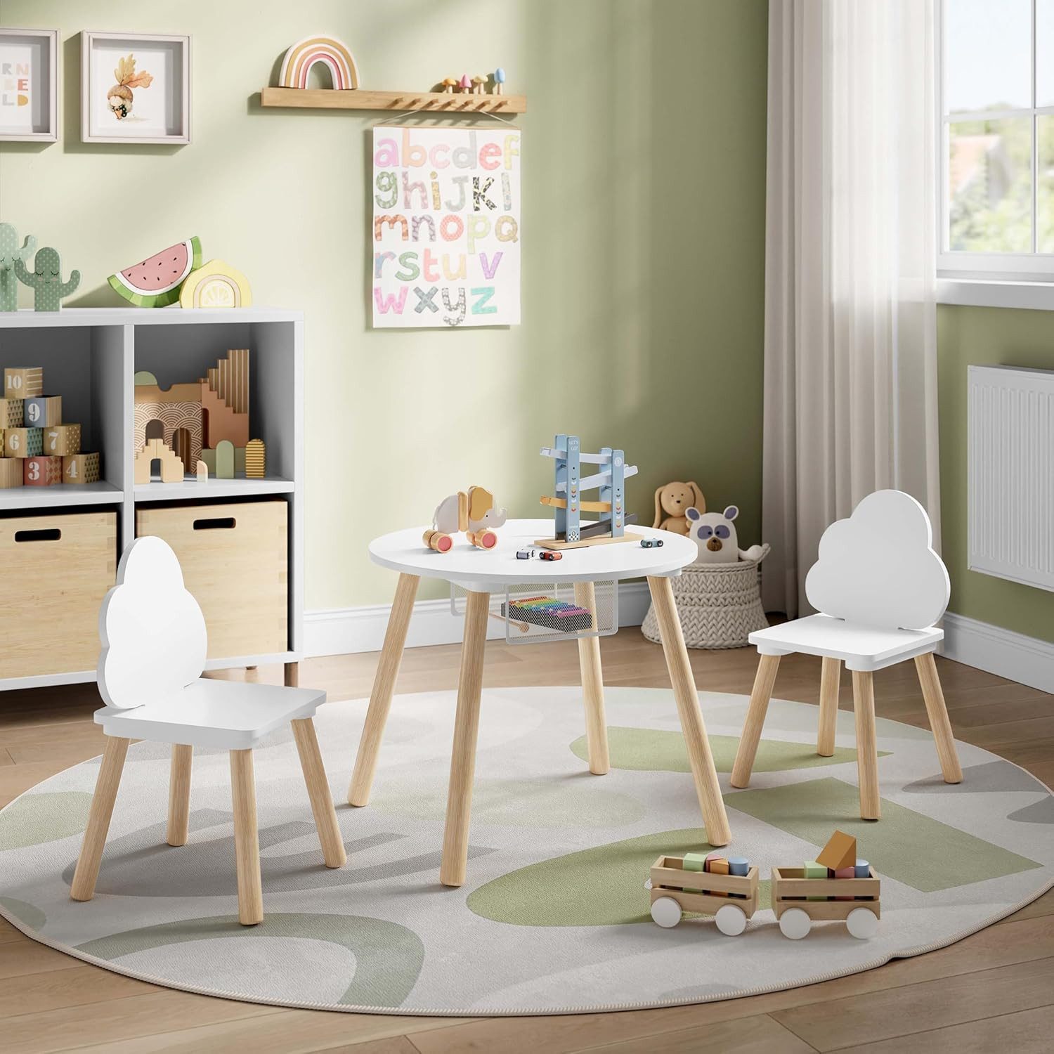 Woltu Kindersitzgruppe, weiß, Kindertisch mit 2 günstig online kaufen