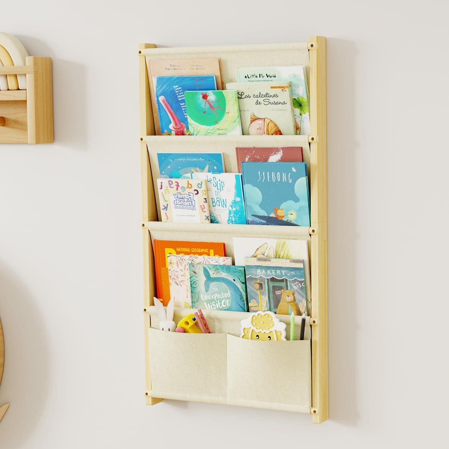 LuxusKollektion Regalkorb Bücherregal Kinder Wand Holz 4 Lagig 80x42cm (1 St)
