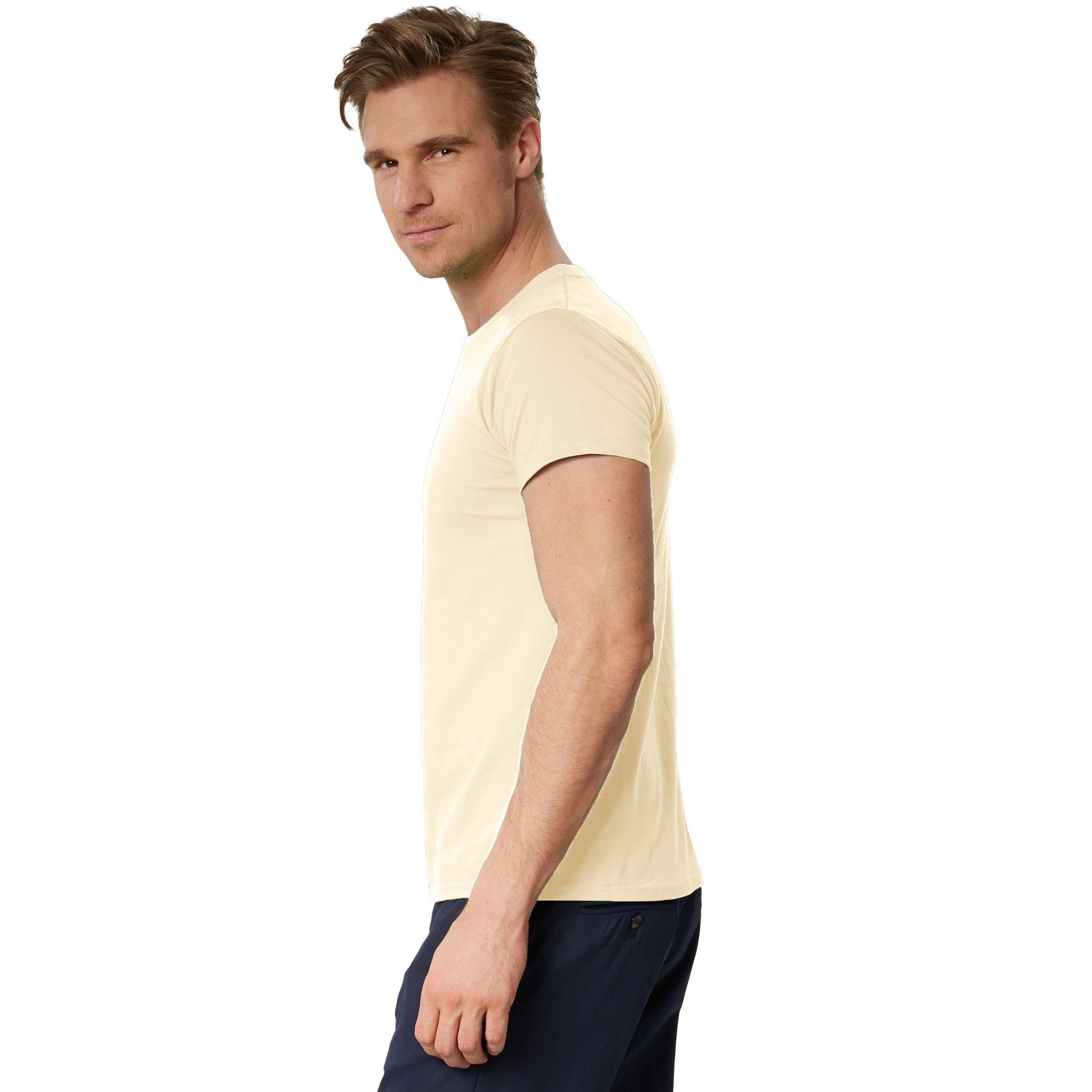 T-Shirt Rundhals beige Männer dressforfun T-Shirt