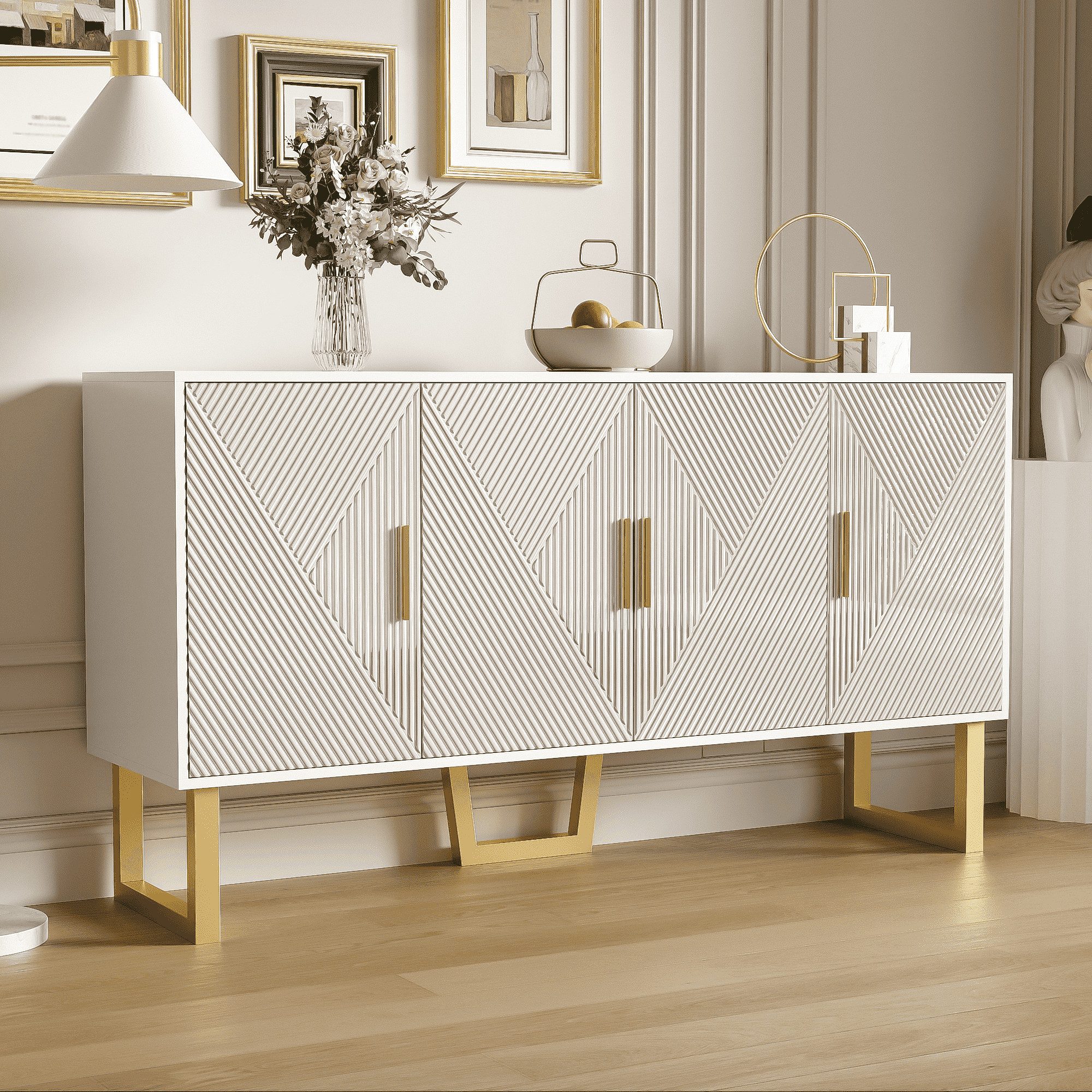 BlingBin Sideboard Moderner Kommode Anrichte Küchenschrank mit 4-Türen (lux günstig online kaufen