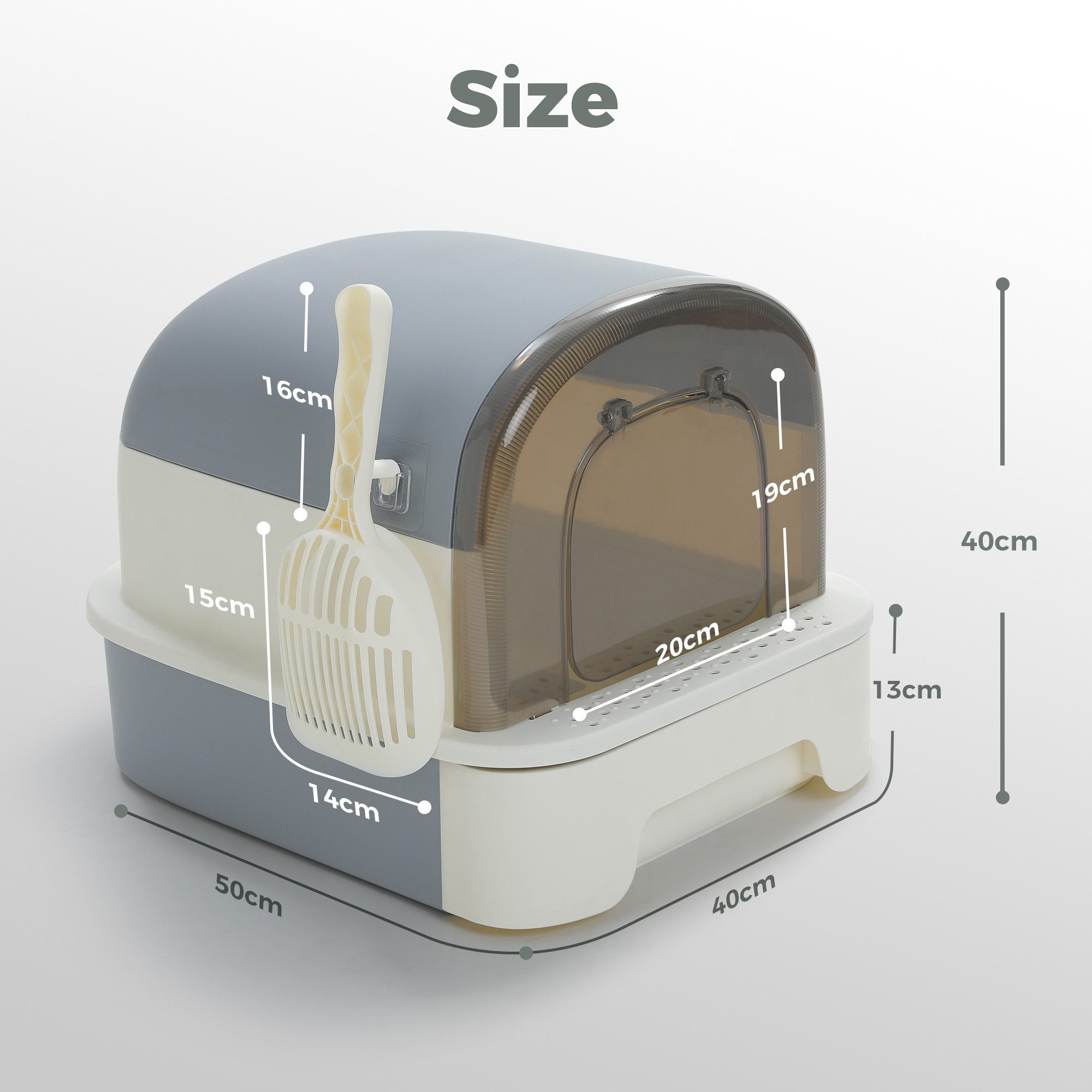 Purpurra Katzentoilette XL mit Haube und Streuschaufel, 50x 40 x 40 cm