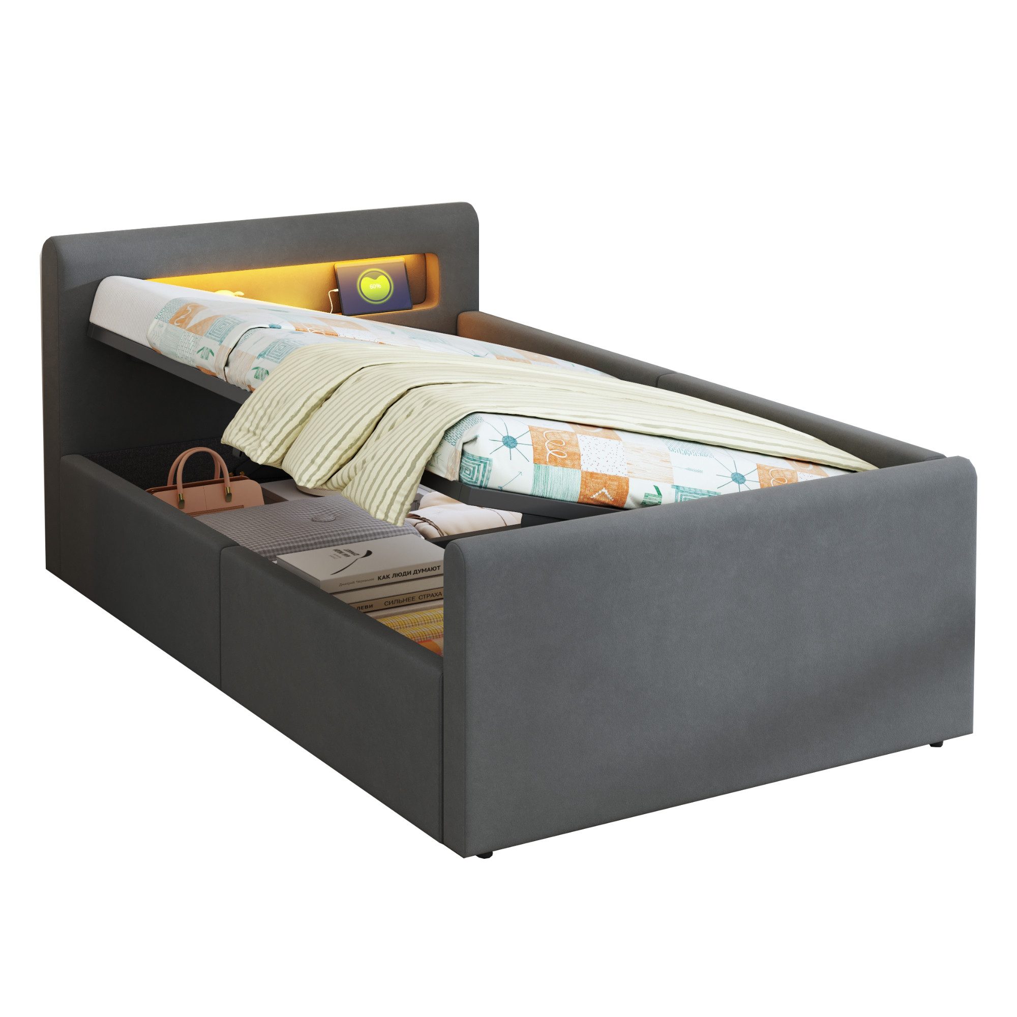 REDOM Polsterbett Funktionsbett Kinderbett (mit LED-Licht, günstig online kaufen