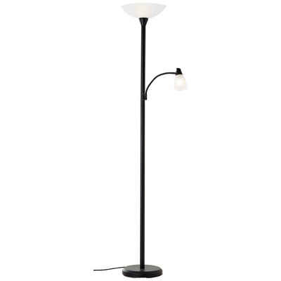 Brilliant Stehlampe Lucy, Warmweiß, Lucy LED Deckenfluter Lesearm schwarz, Metall/Glas, 1x A60, E27, 5 W