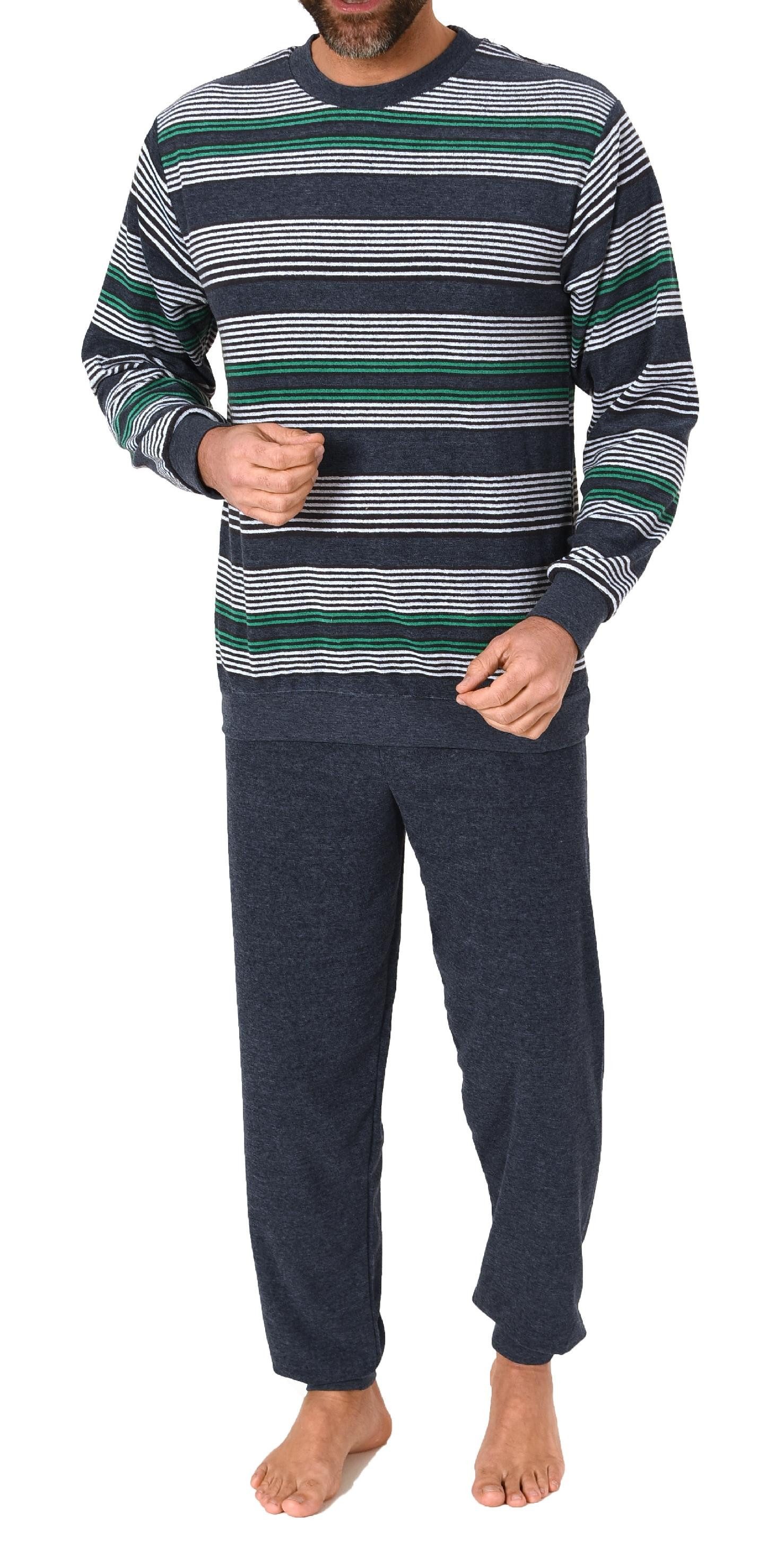 Normann Pyjama Normann Herren Frottee Schlafanzug mit Bündchen - auch in Übergrössen