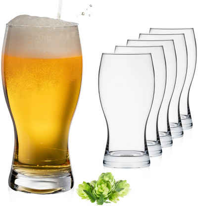 PLATINUX Bierglas »Biergläser«, Glas, 500ml (max. 650ml) Set 6-Teilig Bierseidel Dunkelbier Spülmaschinenfest