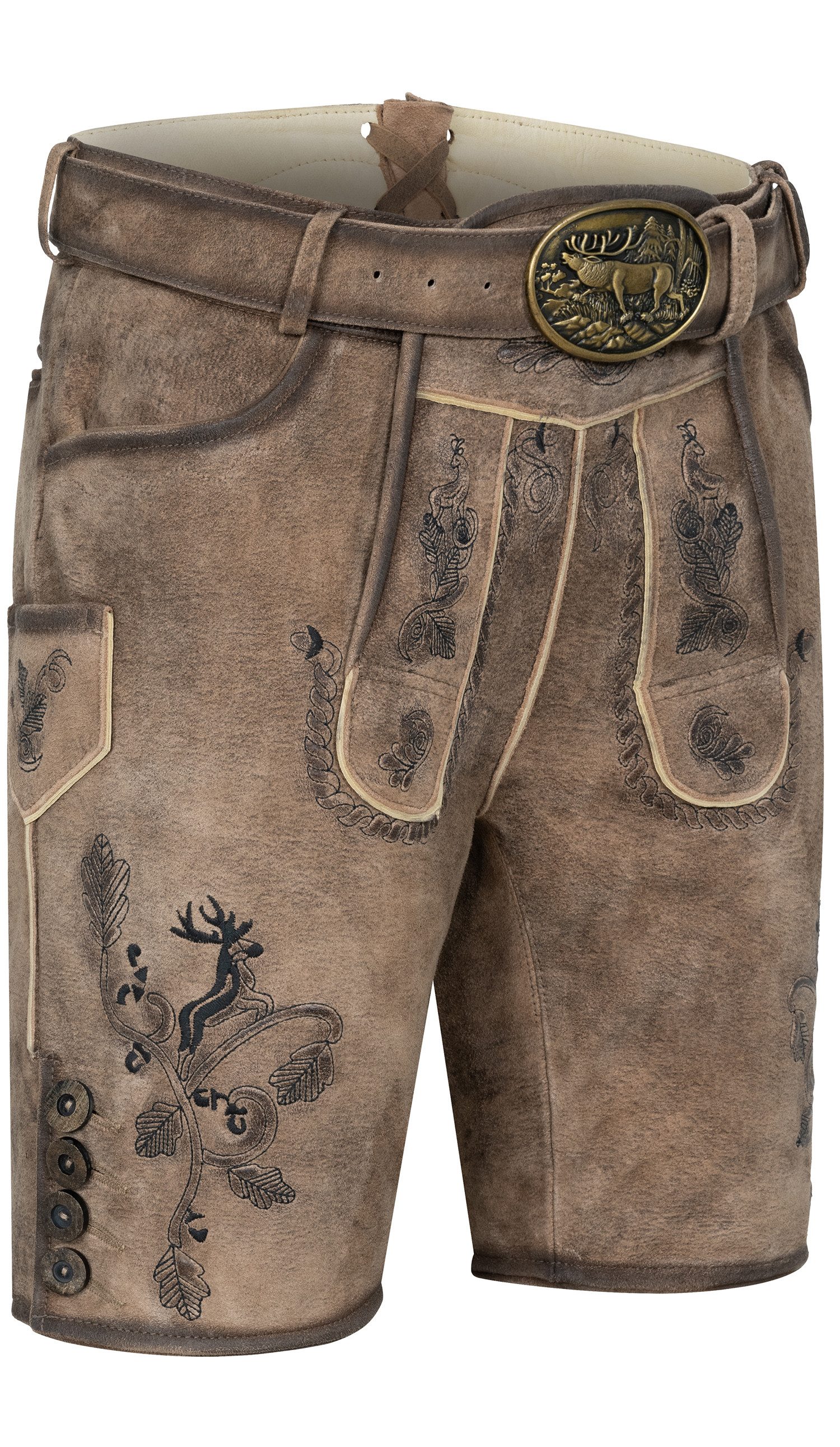 Trachtenlederhose Lederhose kurz Linus in Haselnussbraun von Nübler