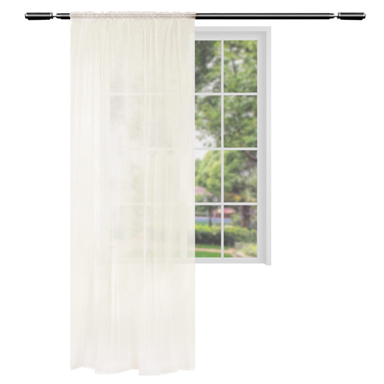 Woltu Gardine, Kräuselband (1 St), halbtransparent, günstig online kaufen
