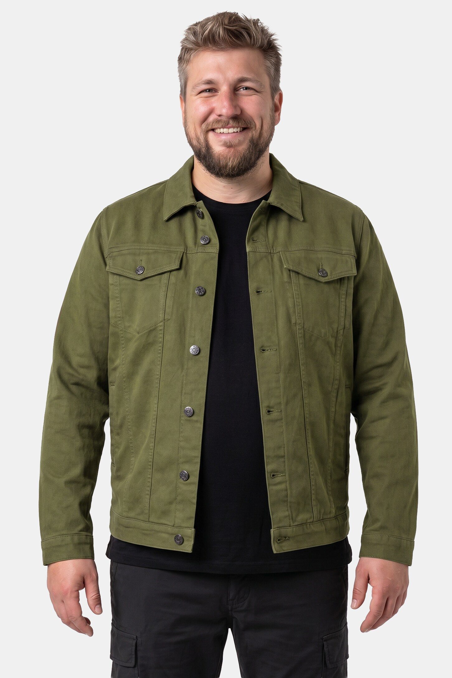 Men Plus Funktionsjacke Jeansjacke Colordenim Brusttaschen