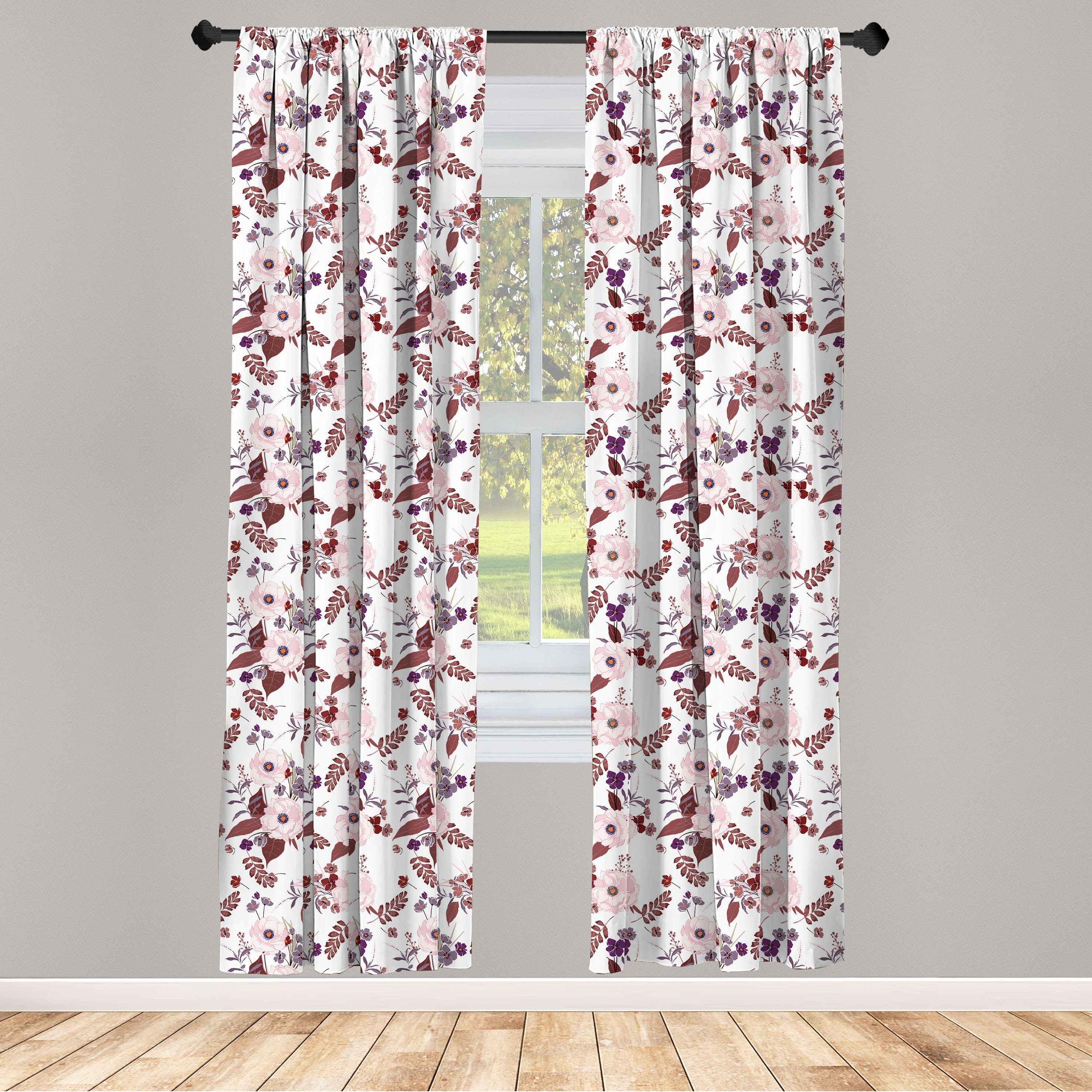 Gardine Vorhang für Wohnzimmer Schlafzimmer Dekor, Abakuhaus, Microfaser, Jahrgang Blooming Garten-Blumen
