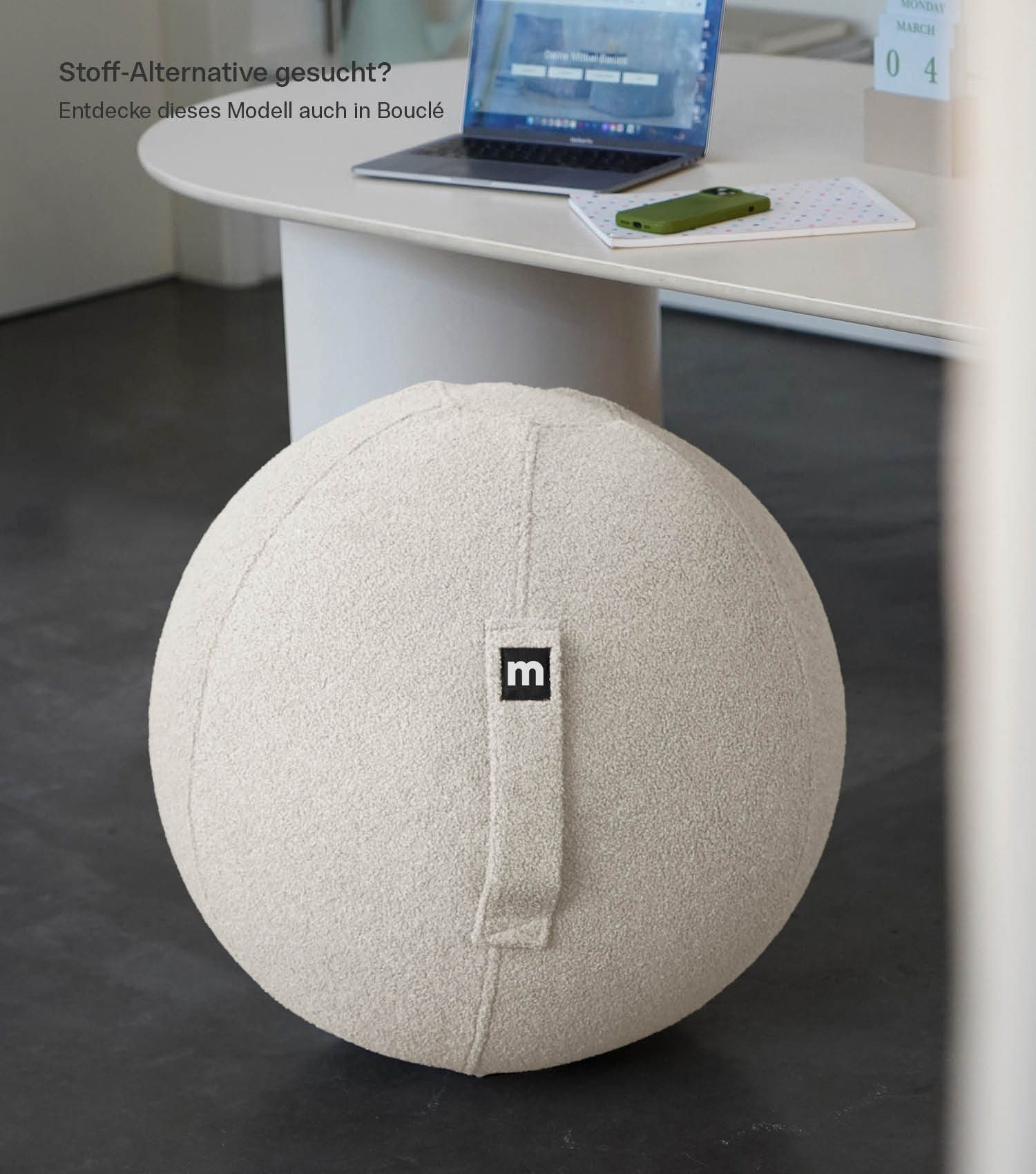 mokebo Sitzball Der Sportliche (mit Cordbezug), ergonomische Sitzmöglichkeit fürs Büro & Homeoffice in Grün