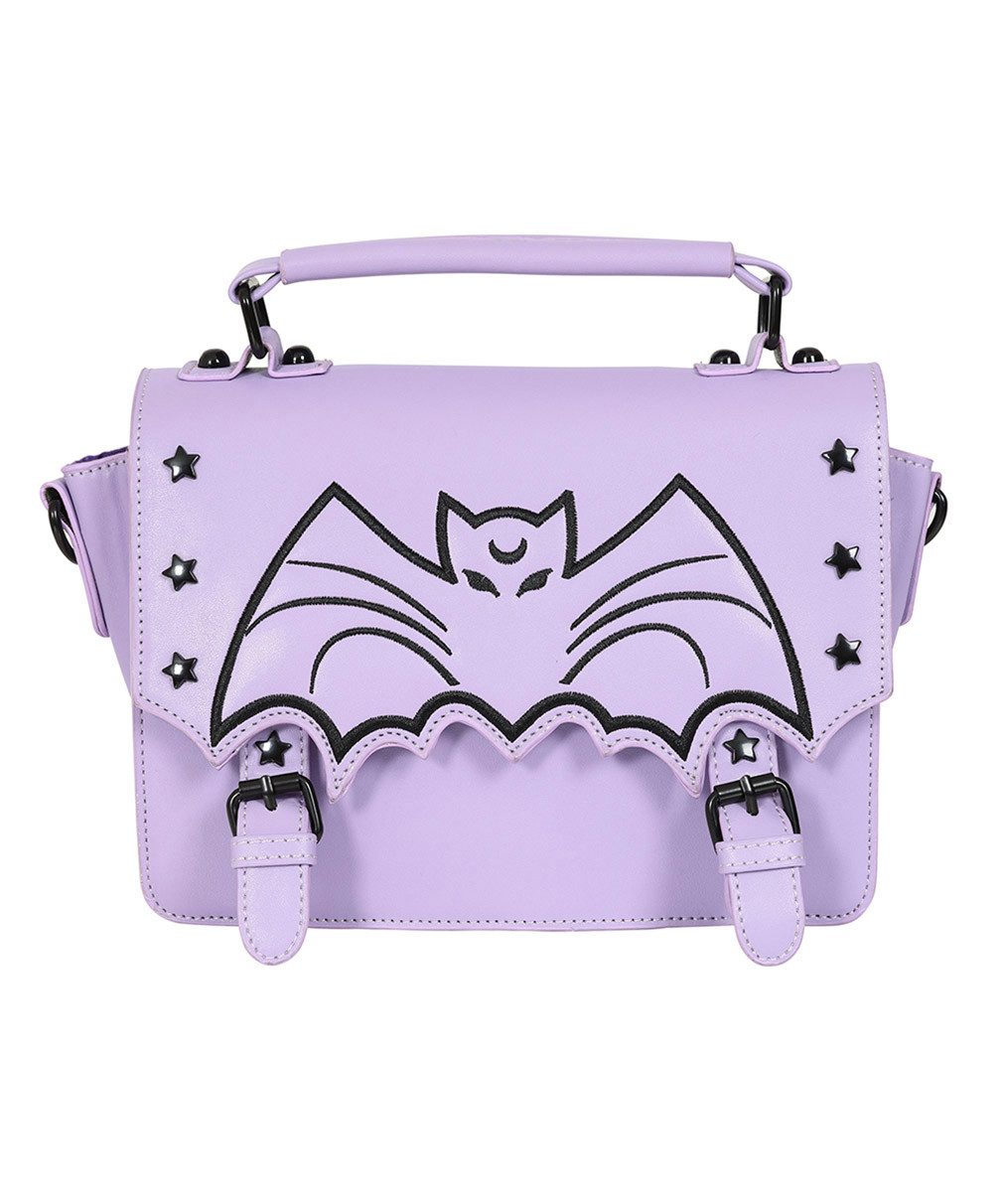 Banned Schultertasche Nocturne Lilac, Fledermaus Pastell Goth günstig online kaufen